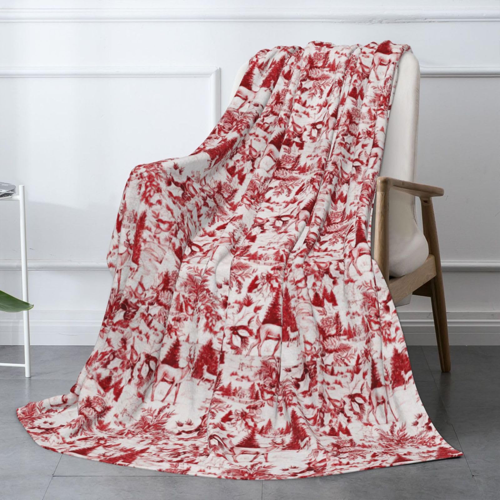 Couverture en flanelle avec imprimé ours et cerfs - 177,8 x 203,2 cm - Chaude et confortable - Pour l'hiver - Pour camping ou voyage