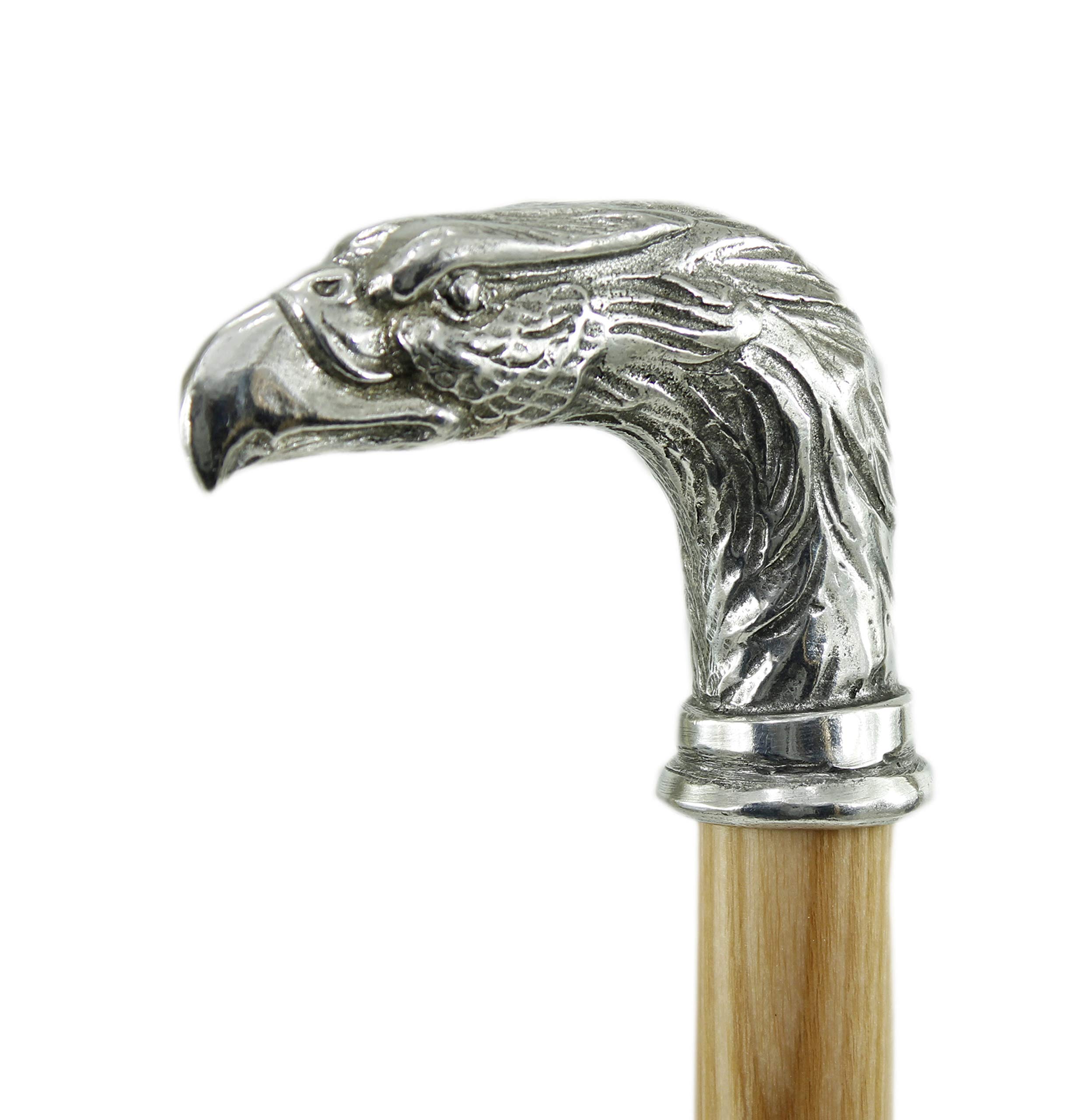 CAVAGNINI bastone da passeggio aquila personalizzato incisione nome, impugnatura in peltro lucido come argento, made in Italy artigianale, regalo lusso uomo donna sposo, 97 cm 5 colori