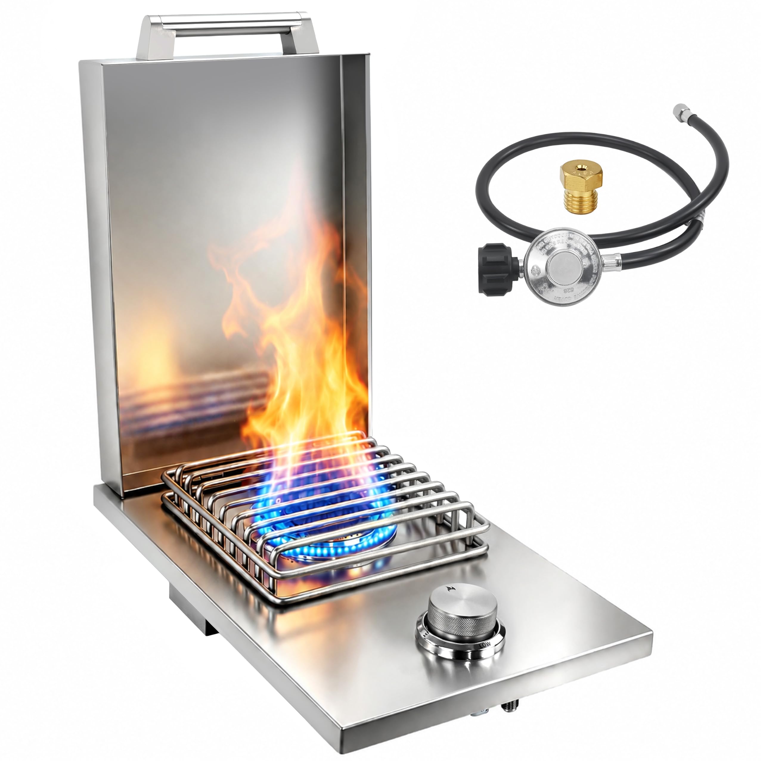 Built-in Side Burner for Outdoor Kitchen，Propane &amp; Natural Gas, 304 SS