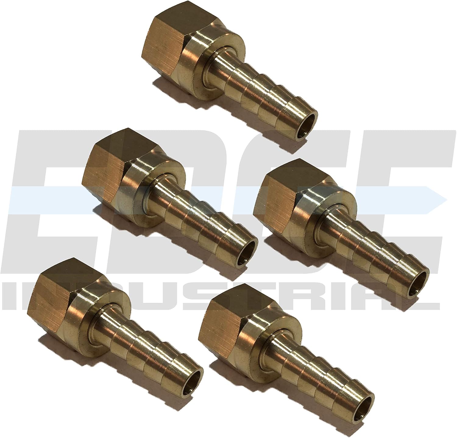 5/16" Hose ID to 3/8" 37° JIC Female Flare Brass Swivel Connector Fuel/AIR/Water/Oil/Gas/WOG (Qty 05)