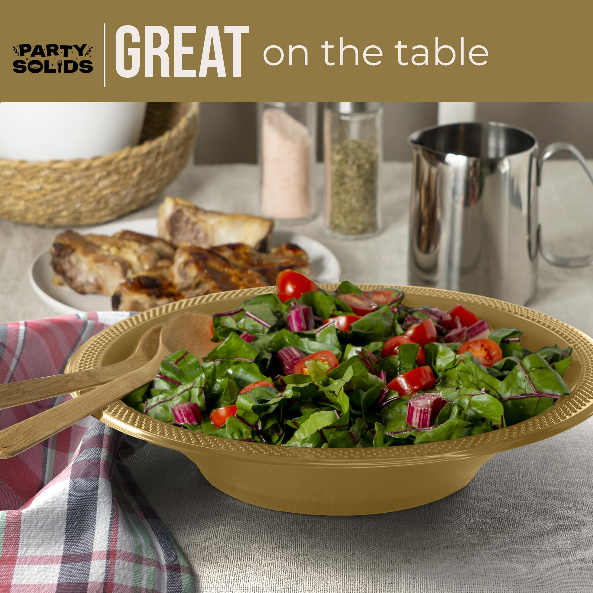 Gold Plastic Bowls - 100 Disposable Soup Bowls -6