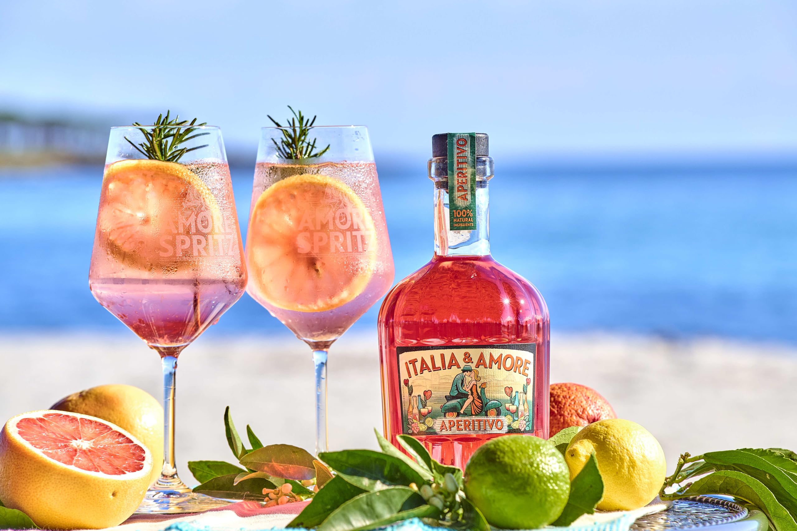 6er-Set Italia & Amore Aperitivo Likör | Der Premium Aperitif aus 100% Natürlichen Zutaten | Handcrafted Genuss für Amore Spritz & mehr | 6 x 700ml | 15% Vol.