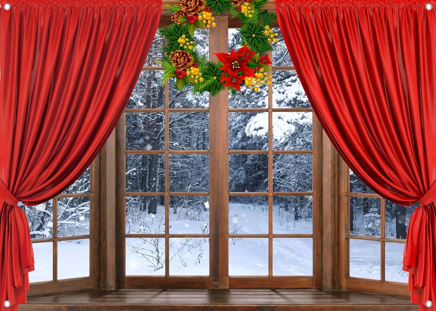 Christmas Photography Background Winter Xmas Wreath Window Decoration Supplies Kids Photo Portrait Backdrops Studio Props - 44 - View #7