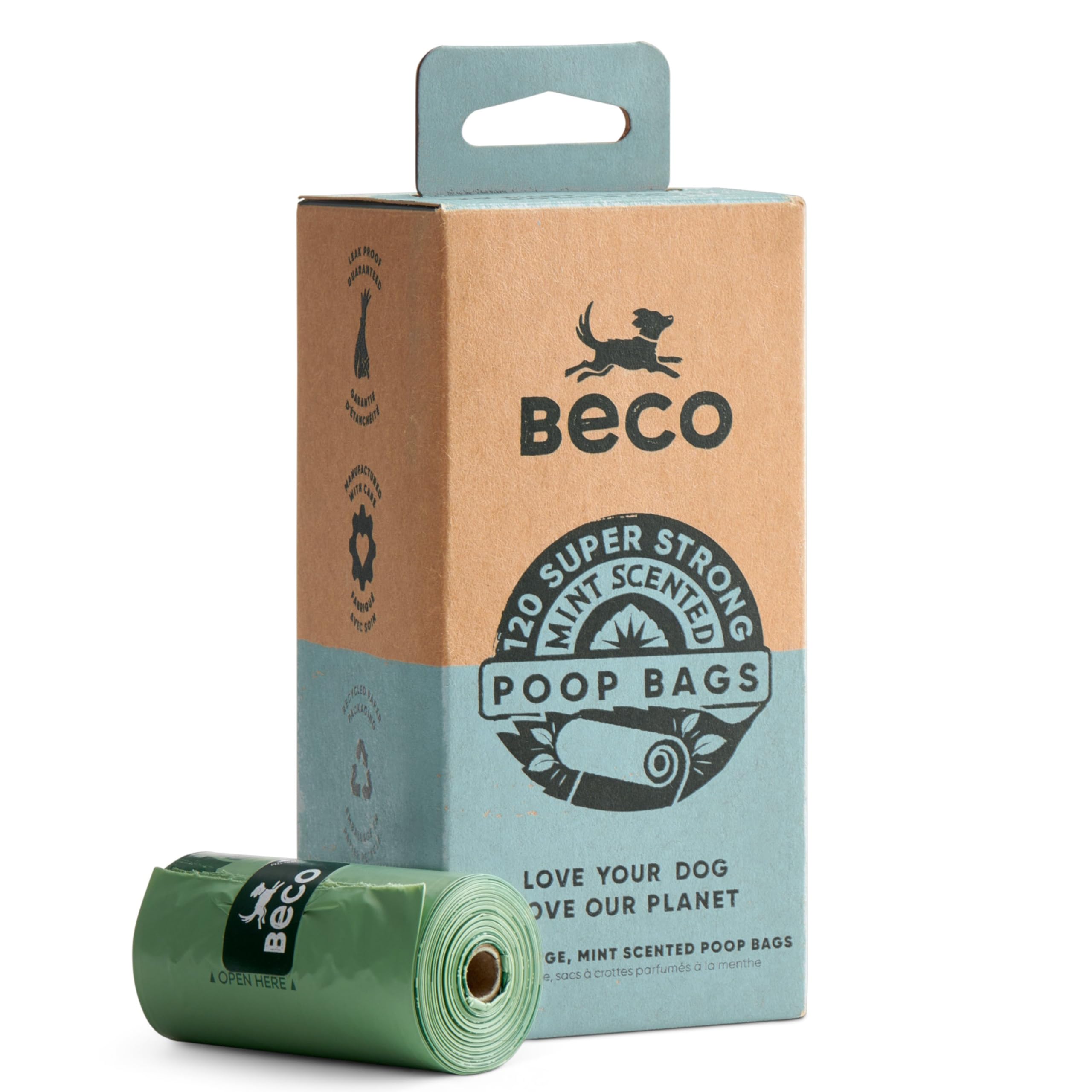 Beco Dog Poo Bags - Strong, Leakproof & Large - 100% Recycled Plastic, Extra Thick Dog Poop Bags, Heavy Duty - Unscented Refill Rolls, 540 Count — view 11