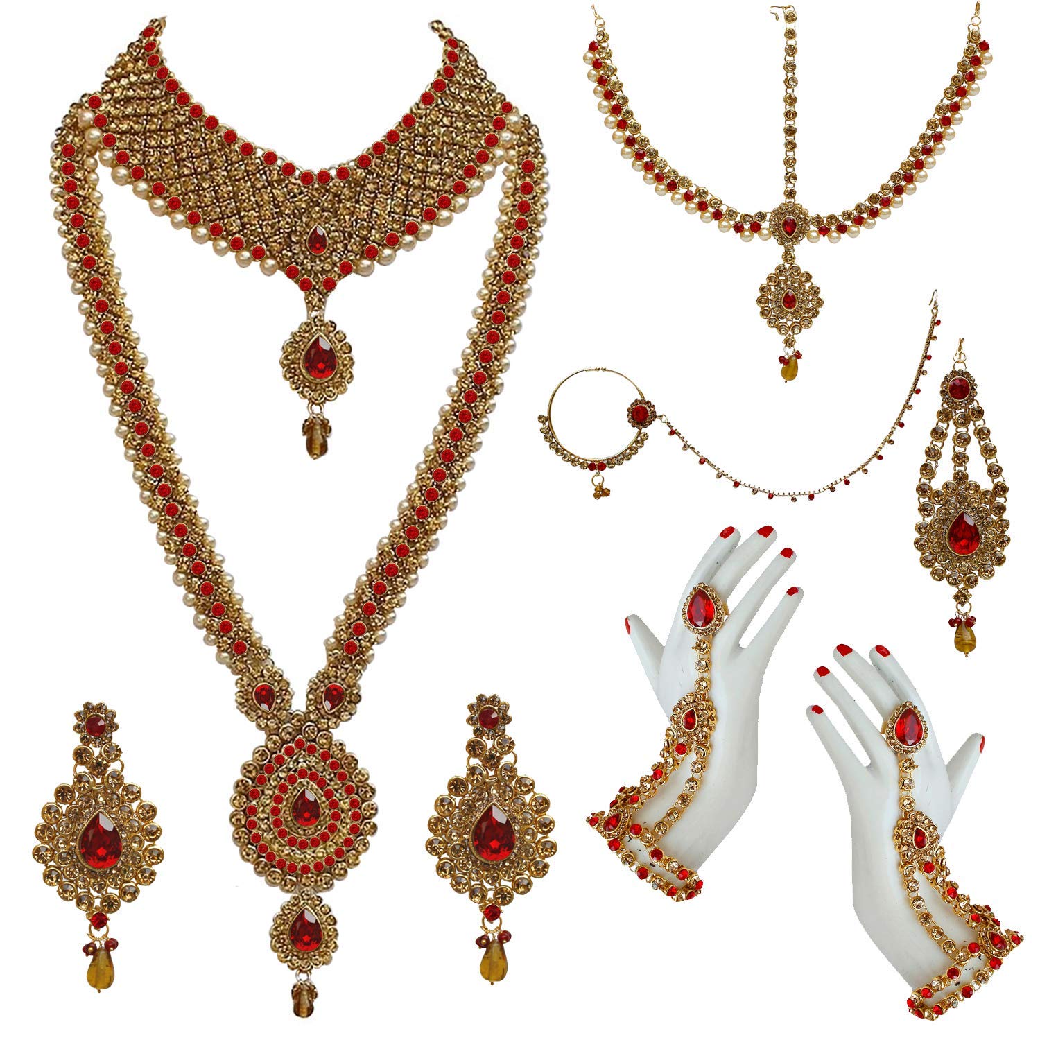 See full amazon price history chart for Lucky Jewellery Bridal Dulhan Designer 18k Gold Plated Gold Red Color Pearl Stone Set 9 pcs. for Women & Girls (3630-IZS-1611-LCT-RED) Lucky Jewellery Bridal Dulhan Designer 18k Gold Plated Gold Red Color Pearl Stone Set 9 pcs. for Women & Girls (3630-IZS-1611-LCT-RED) (B077TQSRLR) Amazon Price History, Amazon Price Tracker