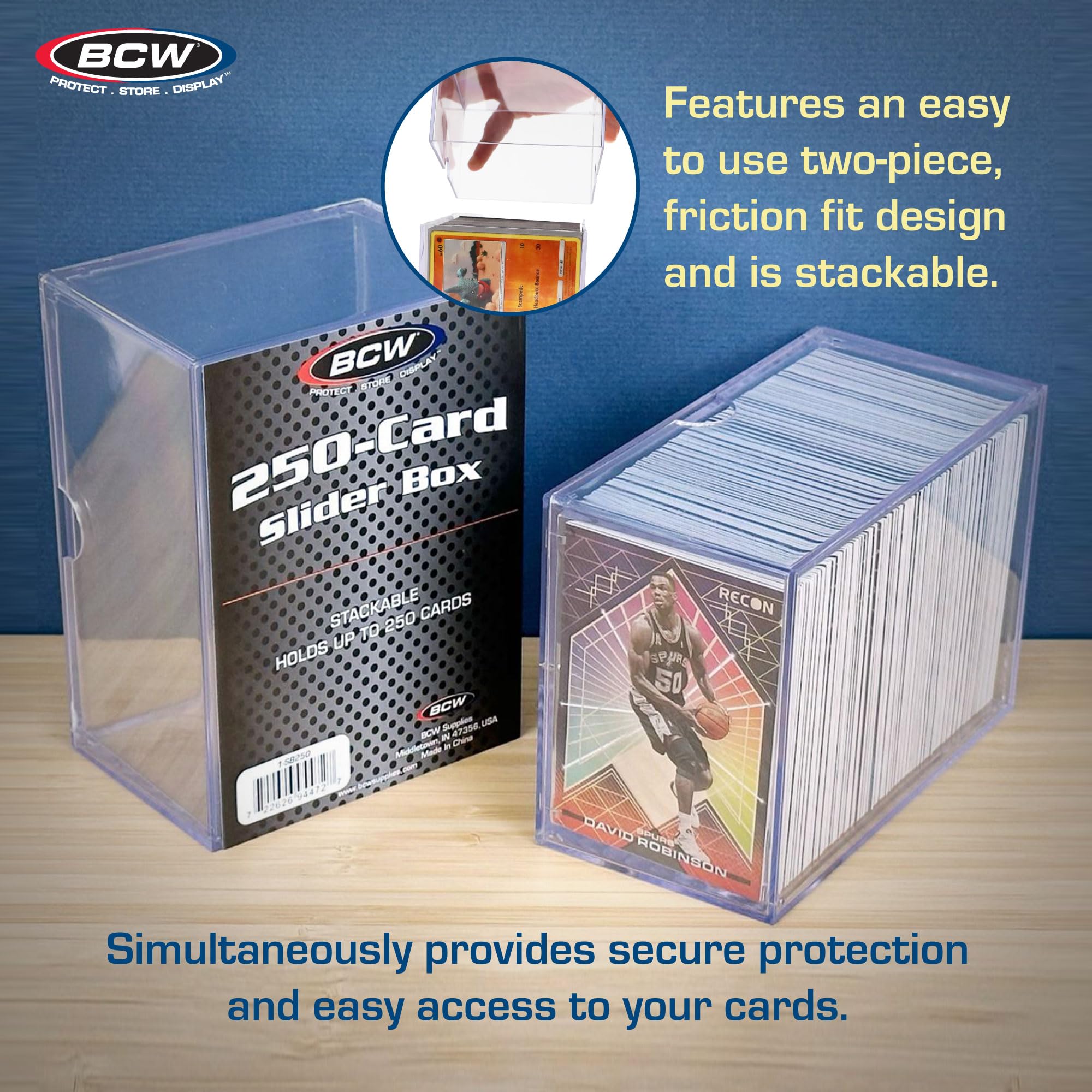 Amazon.com: BCW Large Deck Case | Durable Trading Card Storage Box | Holds  100 Double-Sleeved or 120 Single-Sleeved Cards | Secure-Fit Lid & Divider