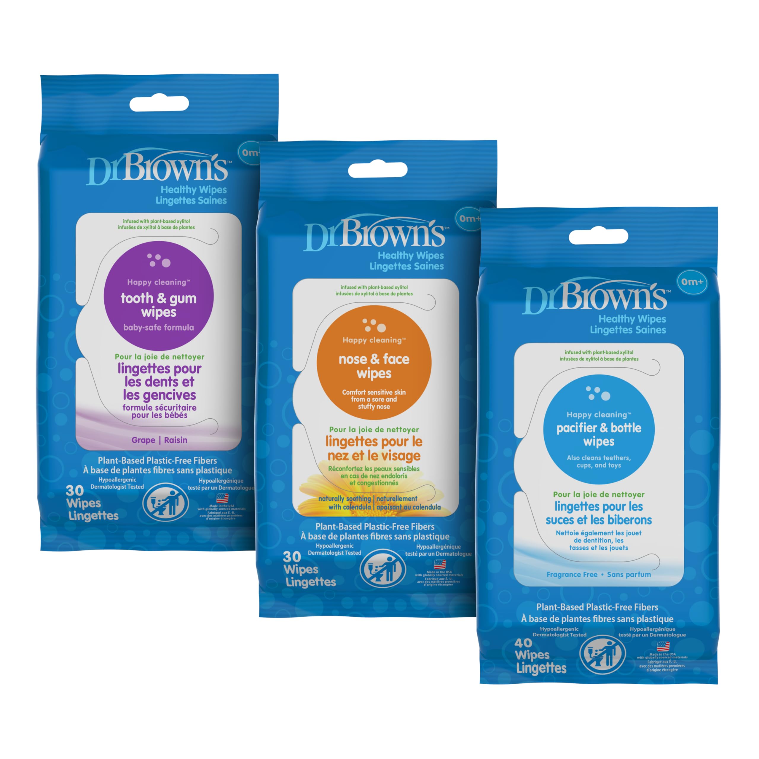 Dr. Brown's Healthy Wipes for Babies and Toddlers, 40 Count, Variety 3 Pack Variety, 3 Pack