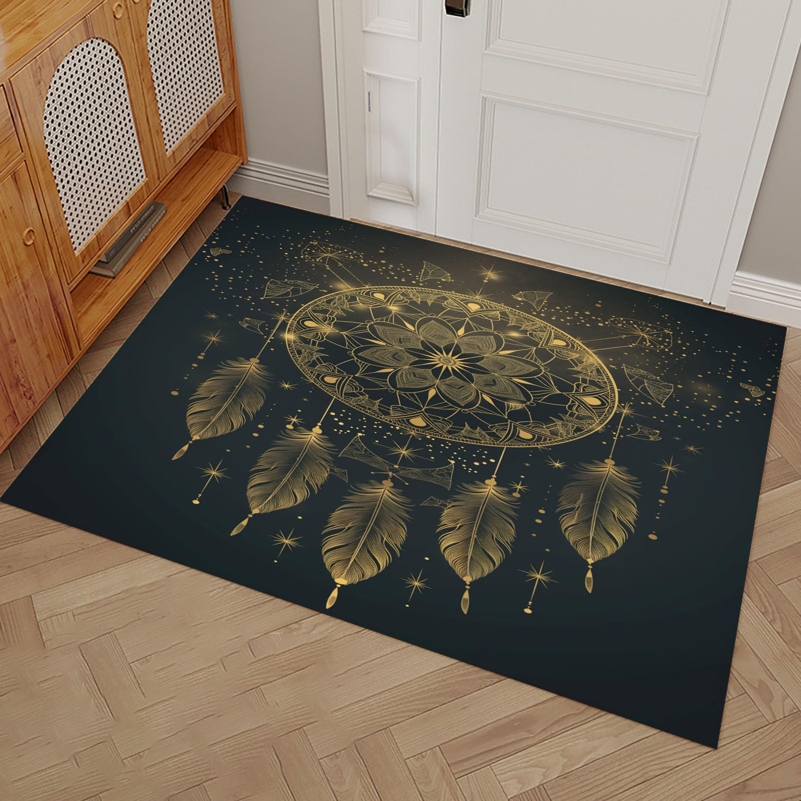 Paillasson attrape poussière 80x120 cm vert foncé lavable