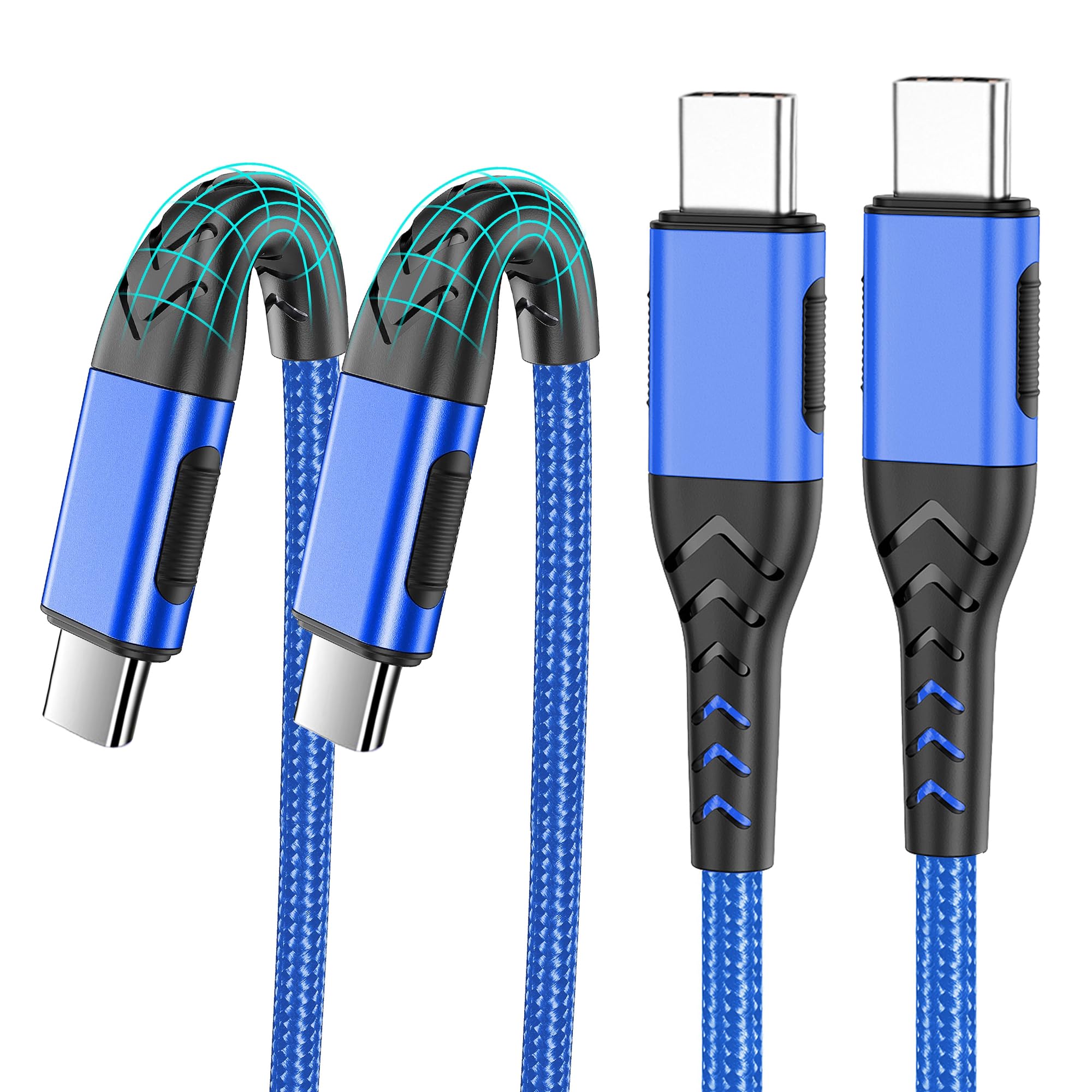 Durcord USB C Charger Cable Fast Charging, 2Pack 60W 10ft USB C to USB C Cable for Android Phone Pad, Type C to Type C Charger Braided USB Cable
