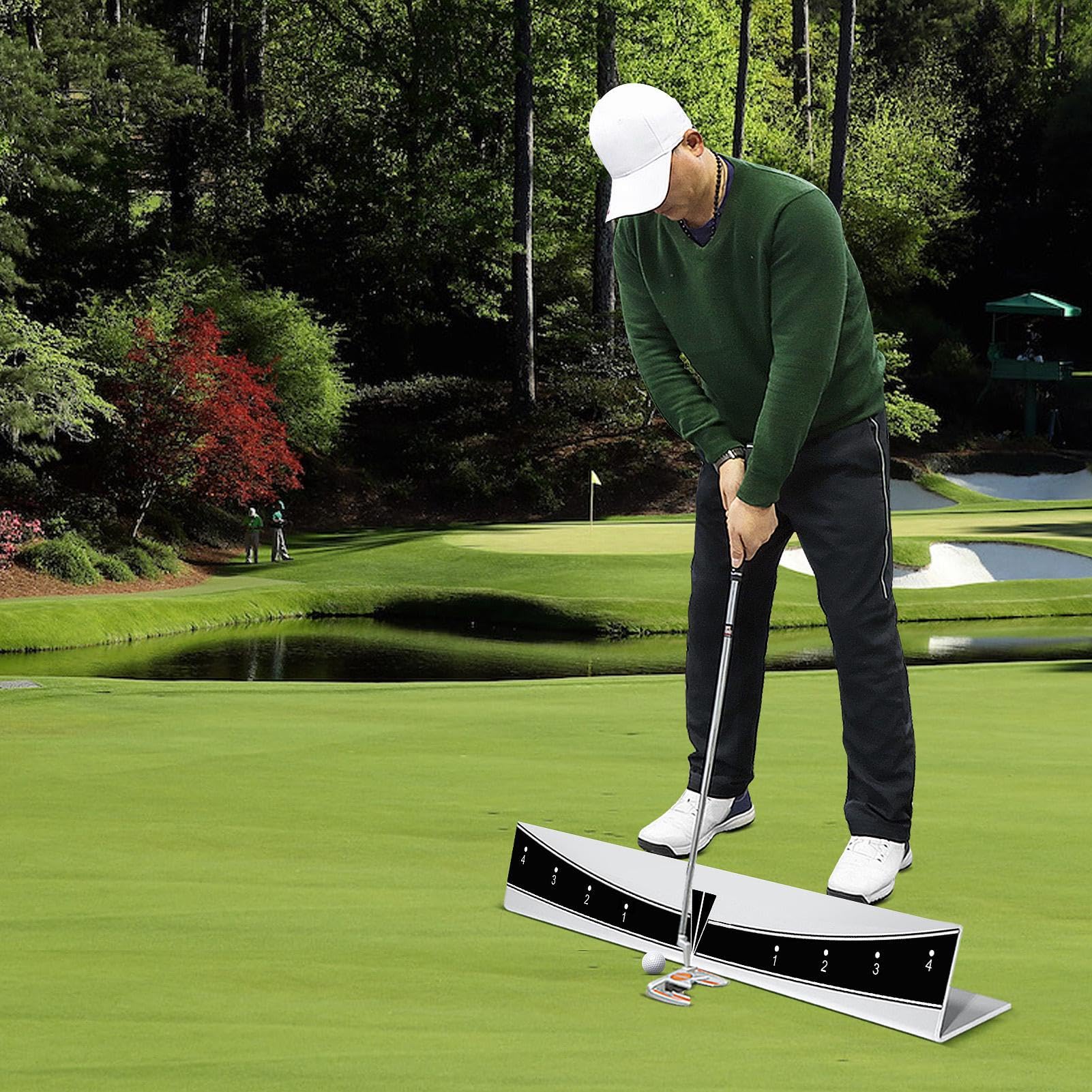 Putting Track | Ayuda de entrenamiento ajustable y portátil para poner | Entrenador de golf ligero, accesorio de golf, regalo para entusiastas, hombres y mujeres
