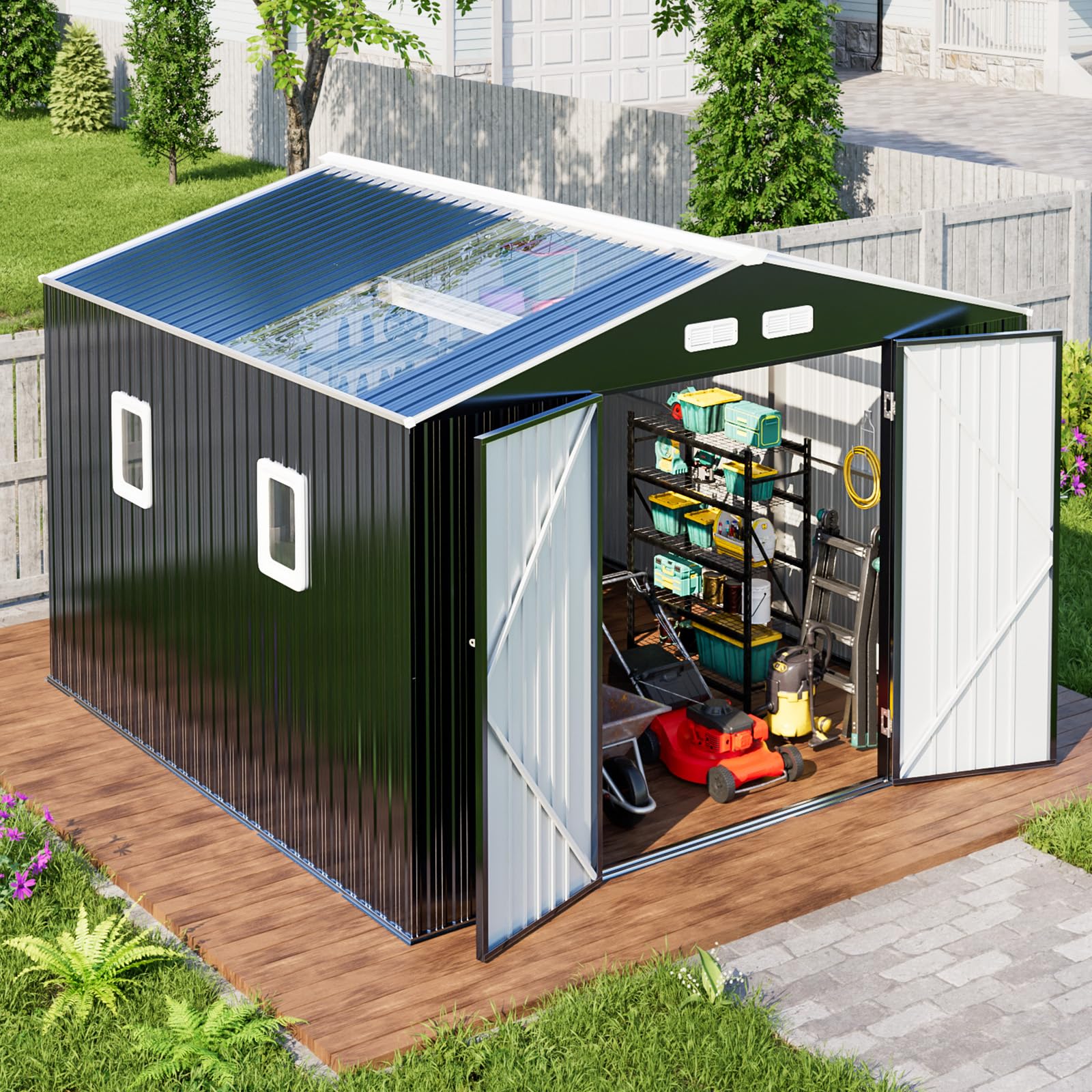 Amazon.com : WACASA Metal Shed 10x10 with Floor Kit Sheds Outdoor