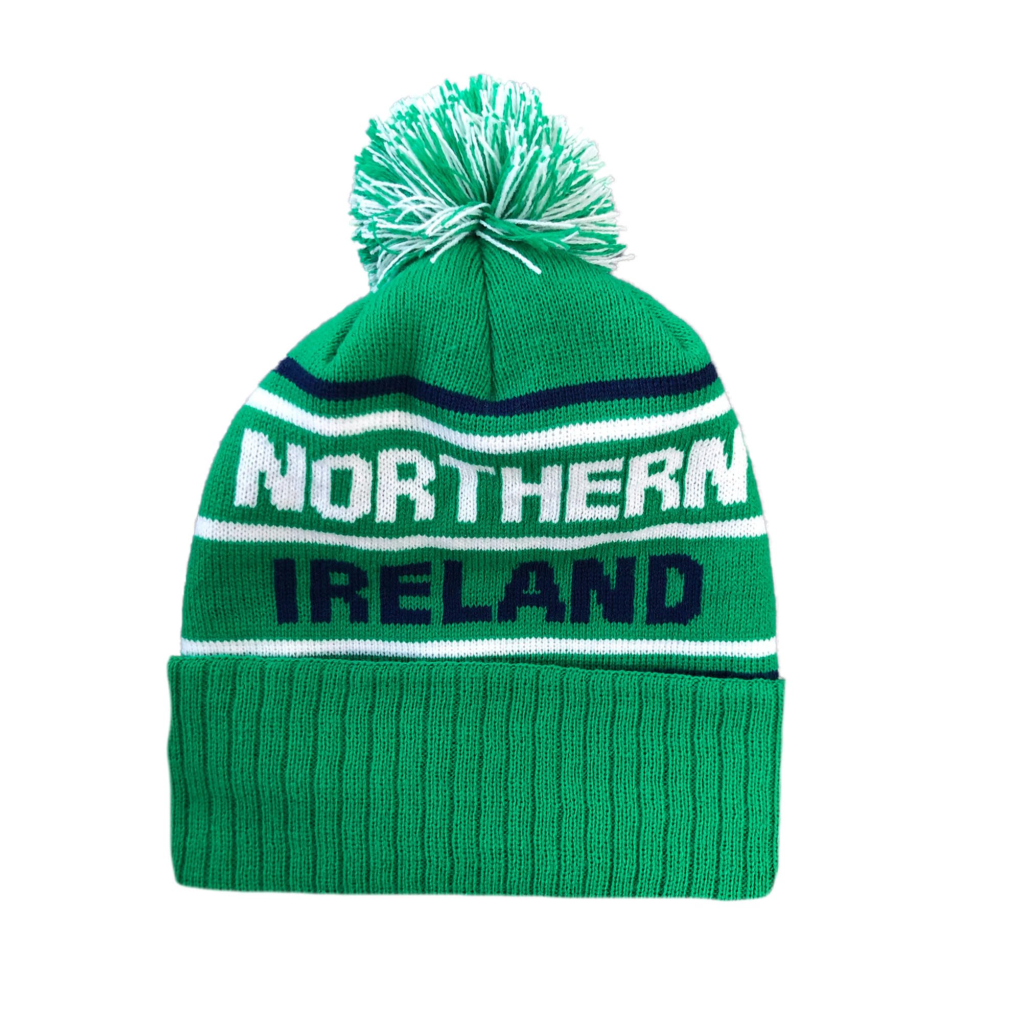 Beyond Happy Northern Ireland Green and White Ski Bobble Hat - Ultimate N.Ireland Football Supporters Hat for Comfort and Warmth