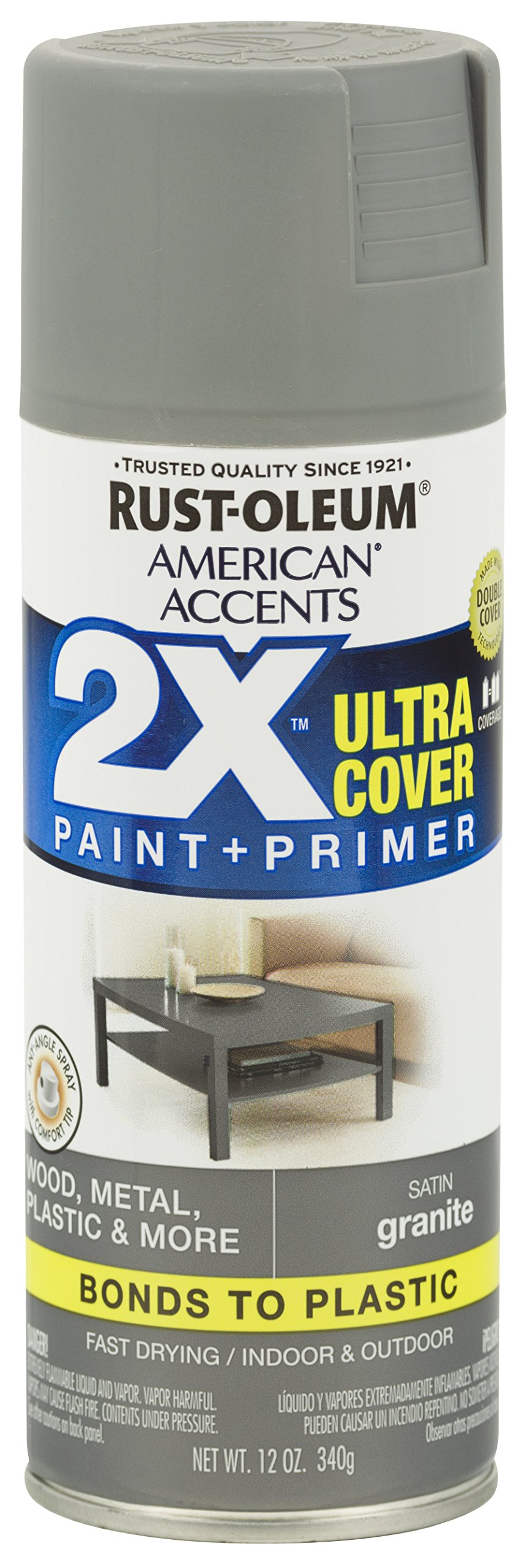 Rust-Oleum 327931-6PK American Accents Ultra Cover 2X Satin, 6 Pack, Granite