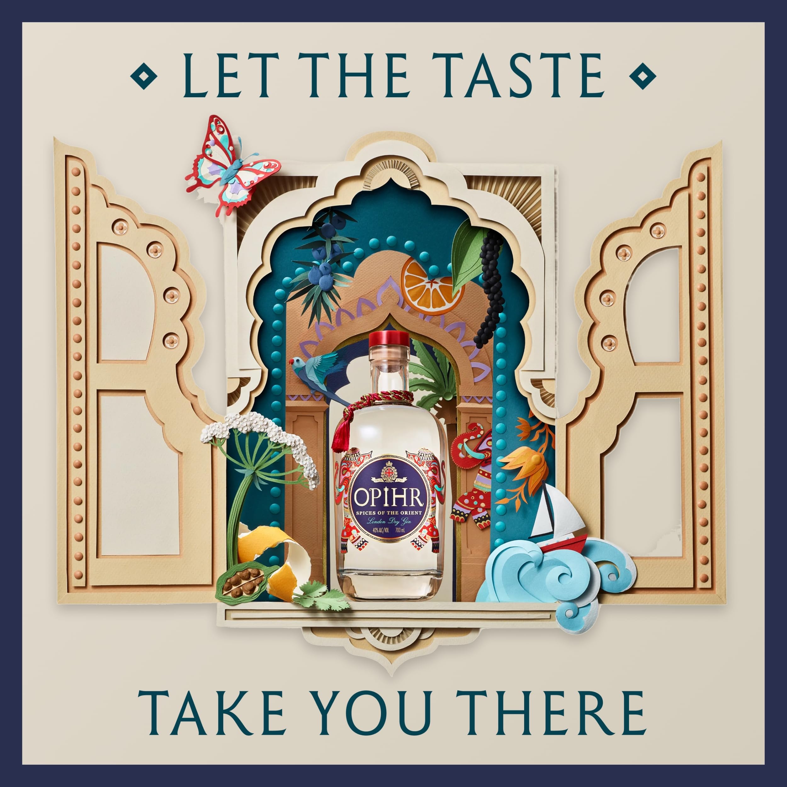Opihr Spices of the Orient Dry Gin - mit erlesenen Gewürzen wie schwarzer Pfeffer aus Indien, Kubeben-Pfeffer aus Indonesien und Koriander aus Marokko (1 x 0,7l)