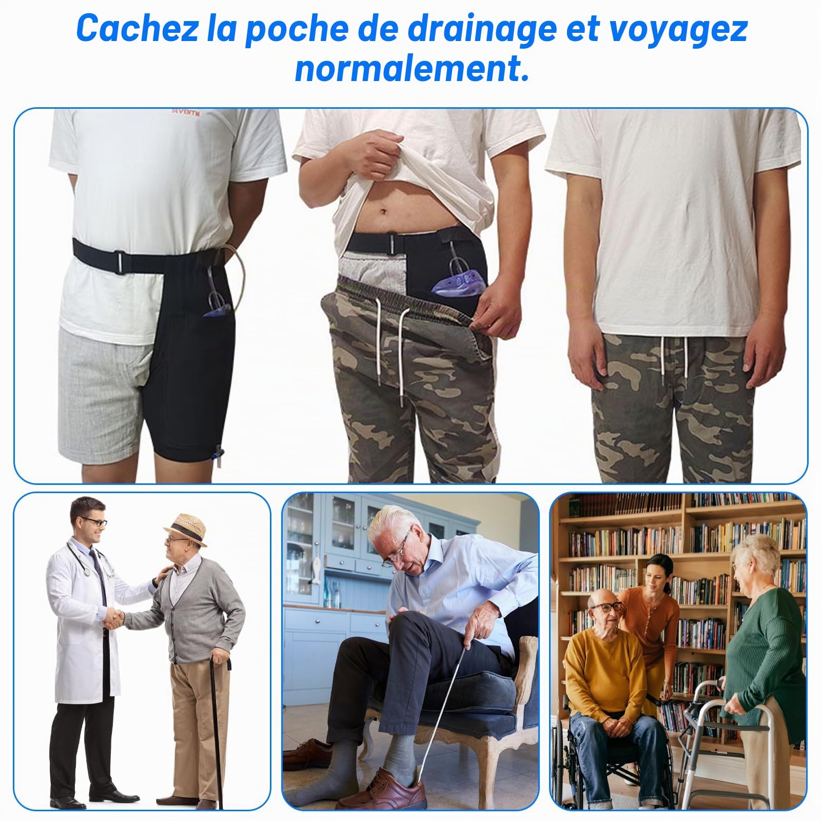 Housse De Support De Sac D'urine Avec Ceinture, Support De Sac De Drainage Urinaire, Support De Poche À Urine Avec Ceinture, Poche De Jambe Pour Cathéter Pour La Maison, Fauteuil Roulant, Noir