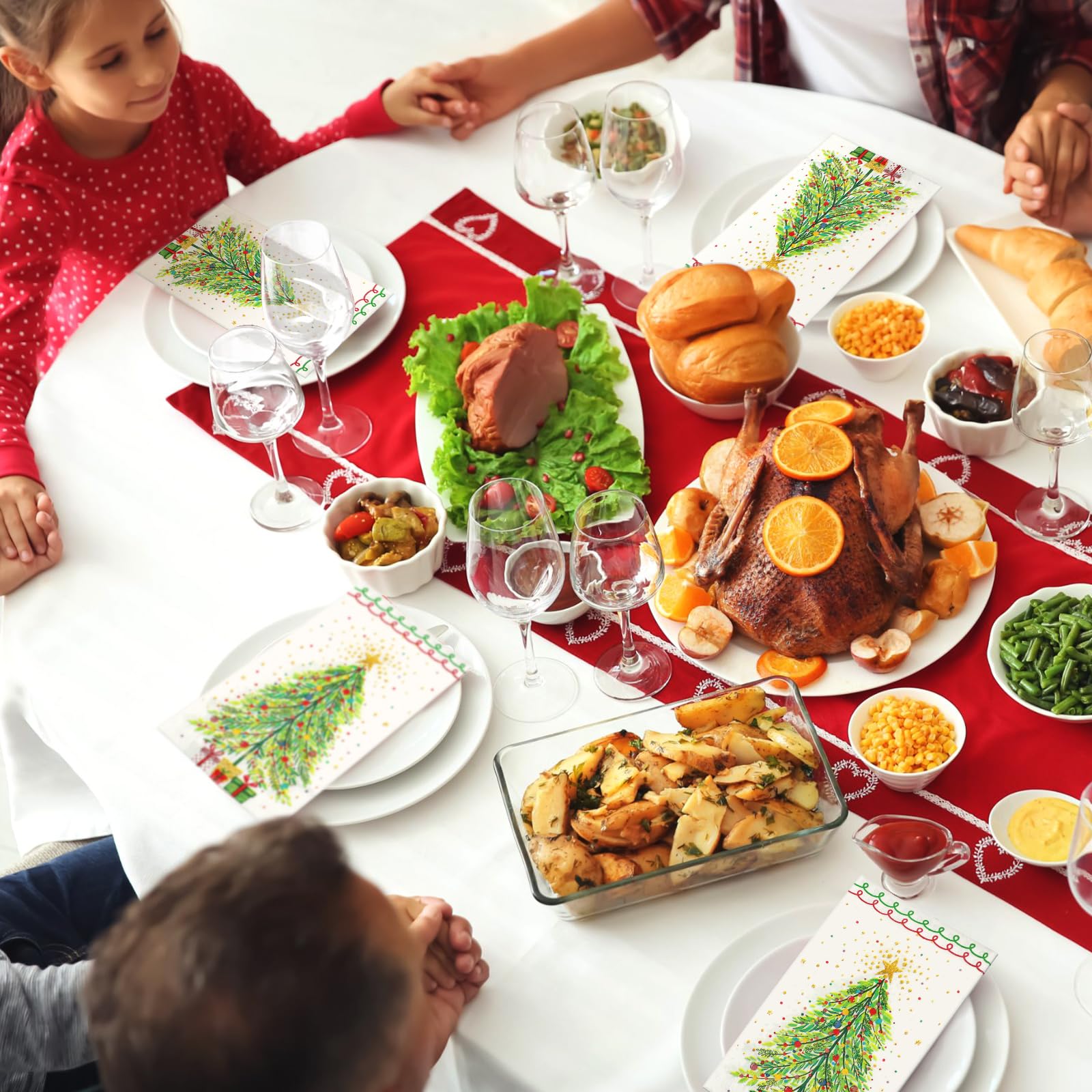 200 tovaglioli natalizi per ospiti, a 2 veli, in carta decorativa, per Natale, colorati, da bagno, usa e getta, per casa, pranzo, cena, cucina, stoviglie, vacanze, feste di Natale