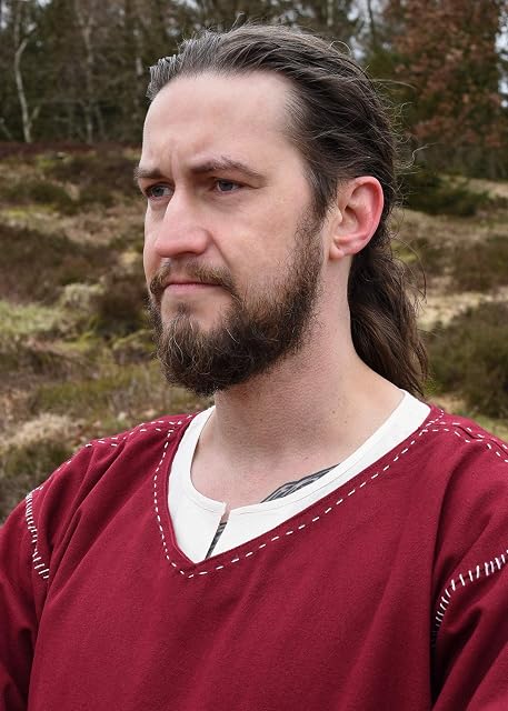 Foto 8 de 8 de Battle-Merchant - Túnica Medieval Kragelund para Hombre - para Larp Vikingo - Granate - XXL