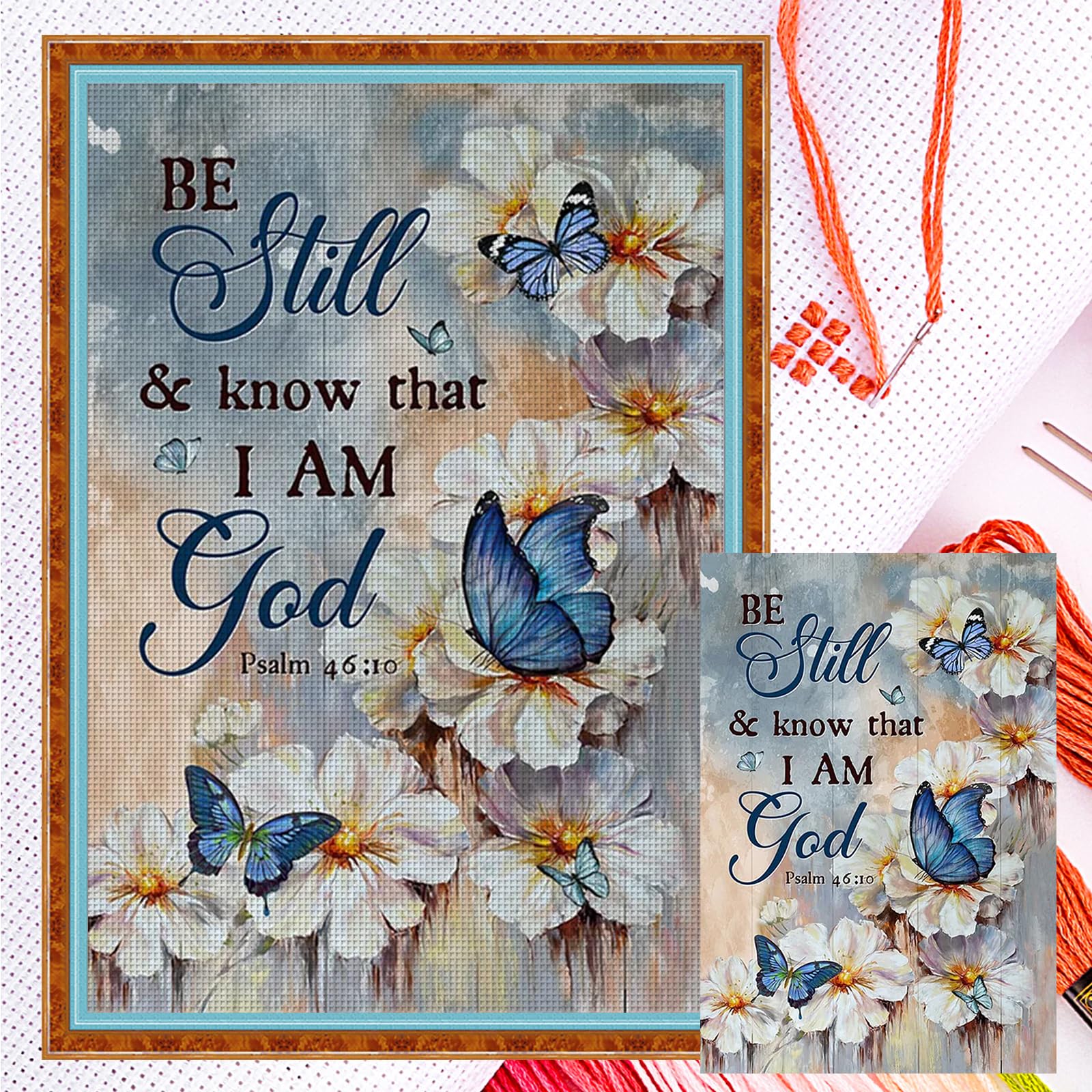 Poetrydraw Multicolor Slogan Full 11Ct 3 Strands Diy Counted Cross Stitch Kits For Beginners Adults Gift Home Wall Decor Embroidery Needlepoint Starter Kits 40X40cm (Slogan)