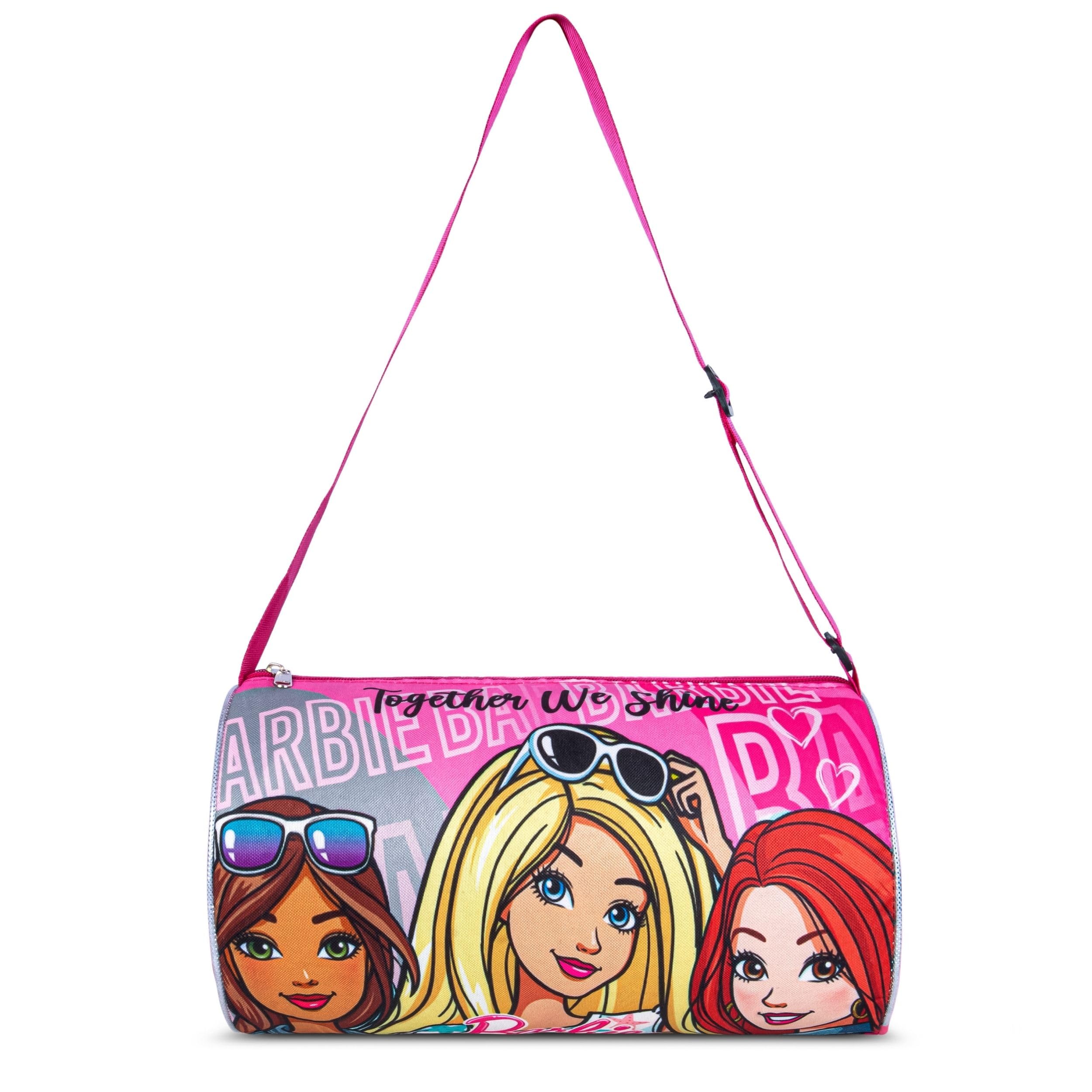 Polyester Kids Travel Duffle Bag - 8 Inch Barbie Girl Printed Lightweight Overnight Weekender Beg, Sports, Dance, Swimming Class Bag, Picnic Bags for Girls & Boys (35x20x20 cm)-image-32
