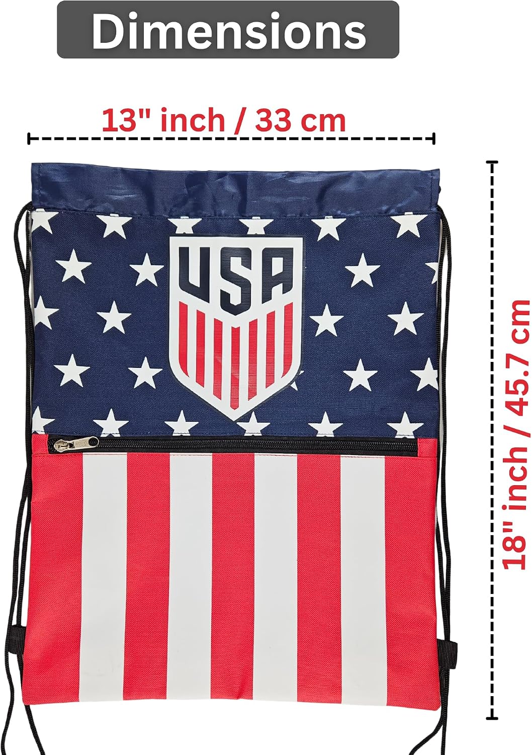 FOCO USA Men’s Soccer Team Soccer Drawstring Backpack with Zippered Pocket — Officially Licensed, Cordura Nylon