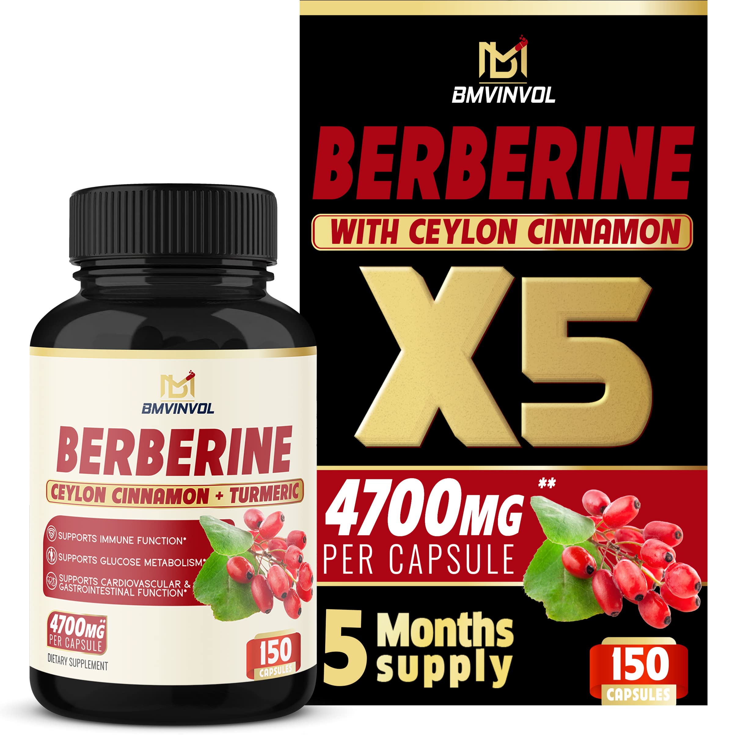 Buy Berberine Supplement 4700mg 5 Months Supply High Potency with