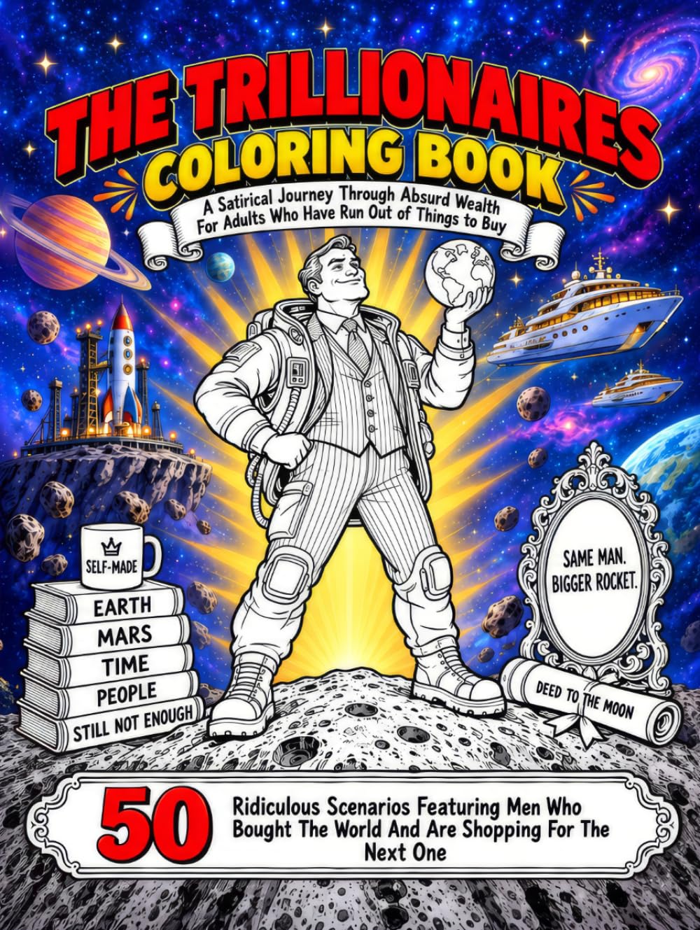 The Trillionaires Coloring Book: A Satirical Journey Through Absurd Wealth for Adults Who Have Run Out of Things to Buy