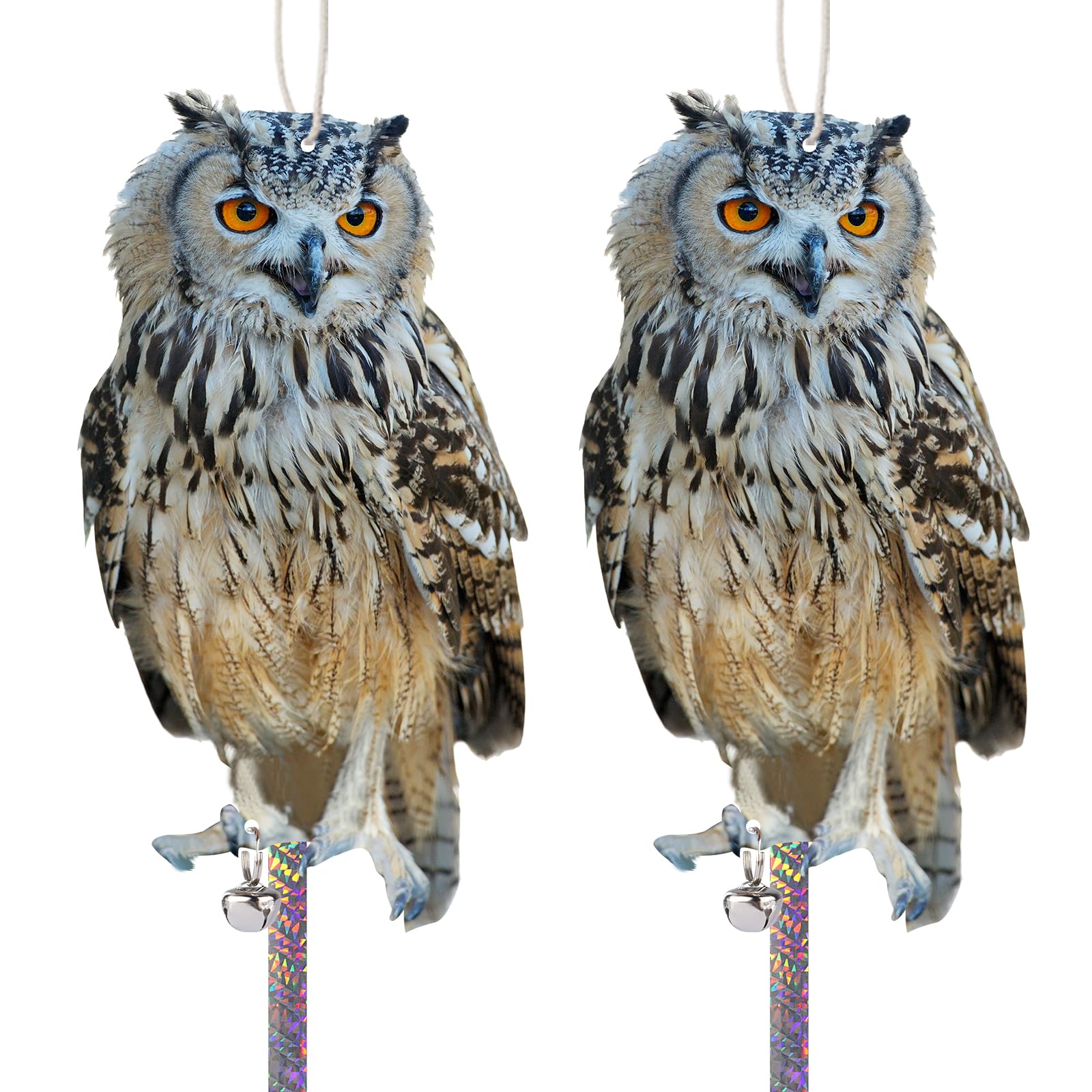 2PCS Pigeon Deterrent Owl Decoy to Scare Birds Away Bird Scarers for Gardens Flat Owls to Keep Birds Away Hanging Fake Owl Birds Repellent for Patio Roofs Windows Porch Trees-image-20