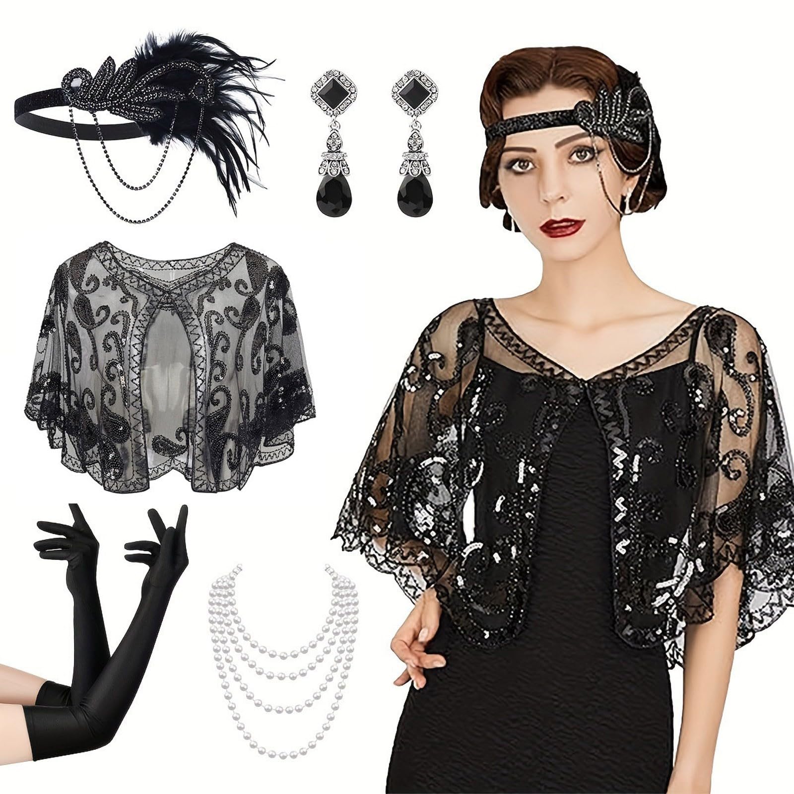 Generisch Eleganckie nowoczesne włosy do cosplay z opaską na głowę, Shawl Necklace And Couture Style Jewelry For Events And Party