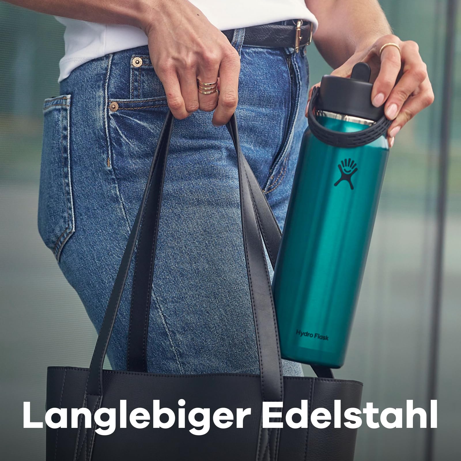 Hydro Flask – Lightweight Wide Flex Straw Cap Bottle 946 ml (32oz) | Edelstahl, auslaufsicher mit Trageschlaufe – Kalt 24 Std. isoliert – Sapphire Blue