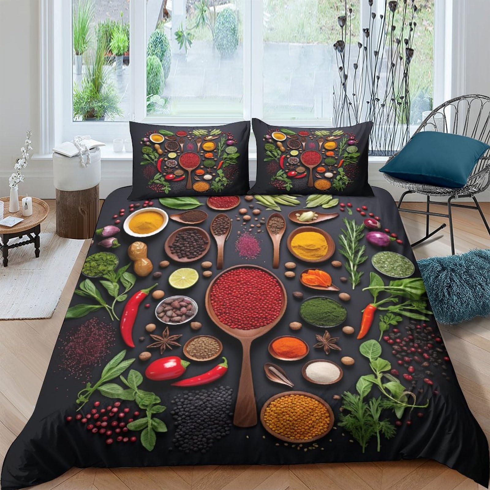 Housse de couette romarin douce et anti-plis pour un lit King confortable