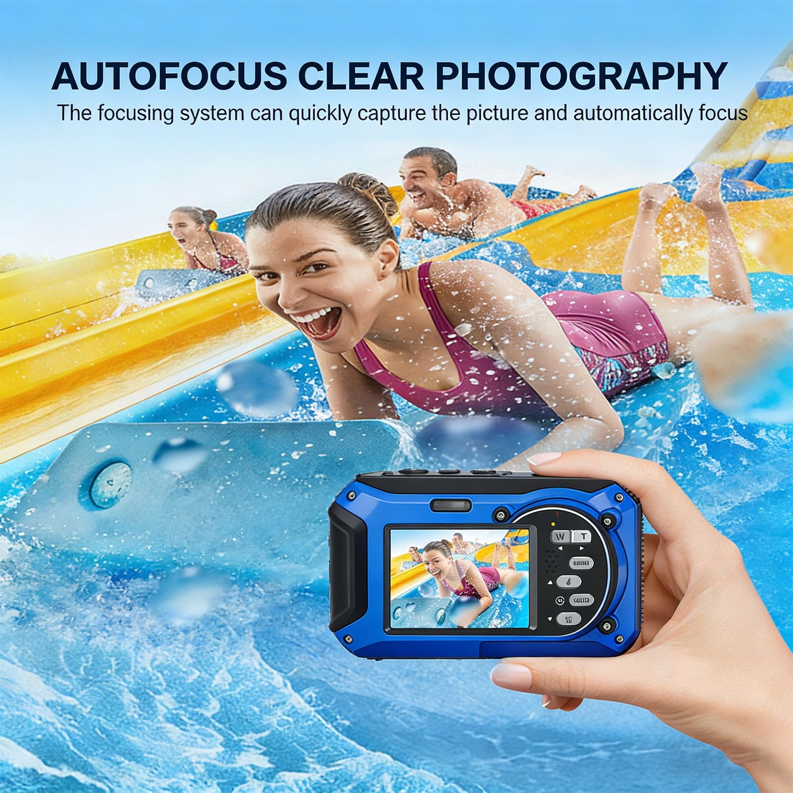 4K-Unterwasserkamera, 64-MP-Foto, 120 Minuten Betriebszeit, 128 GB Speicher, Vorder- und Rückbildschirm, ABS-Material, 16-Fach-Zoomkamera Zum Schnorcheln