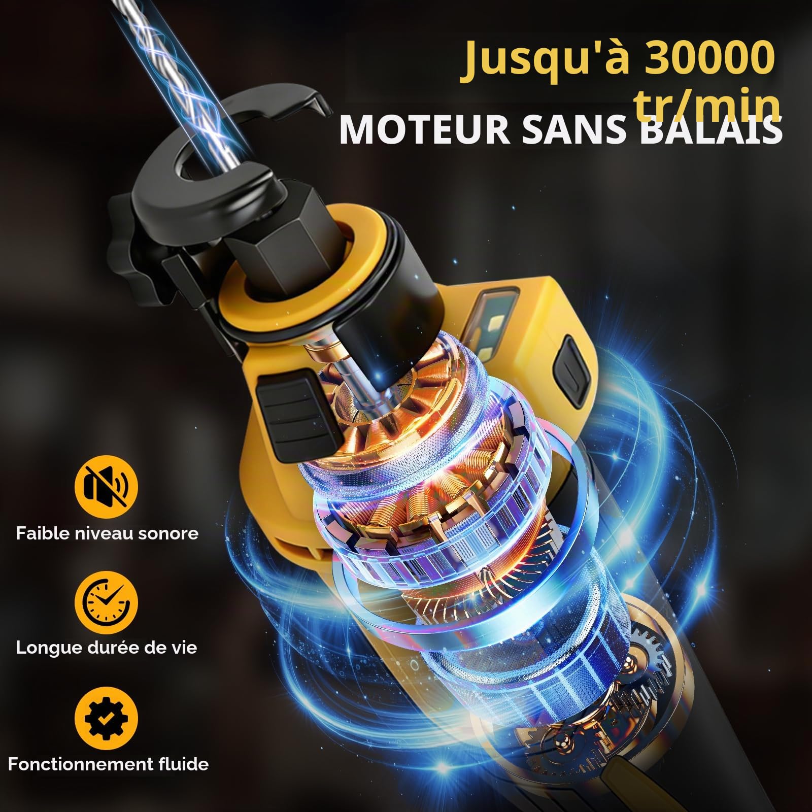 Coupe-cloison sèche sans fil pour Dewalt, 30 000 tr/min, scie à tronçonner sans balais avec lumière LED, scie rotative à profondeur réglable pour cloison sèche, kit de scie à spirale compacte pour