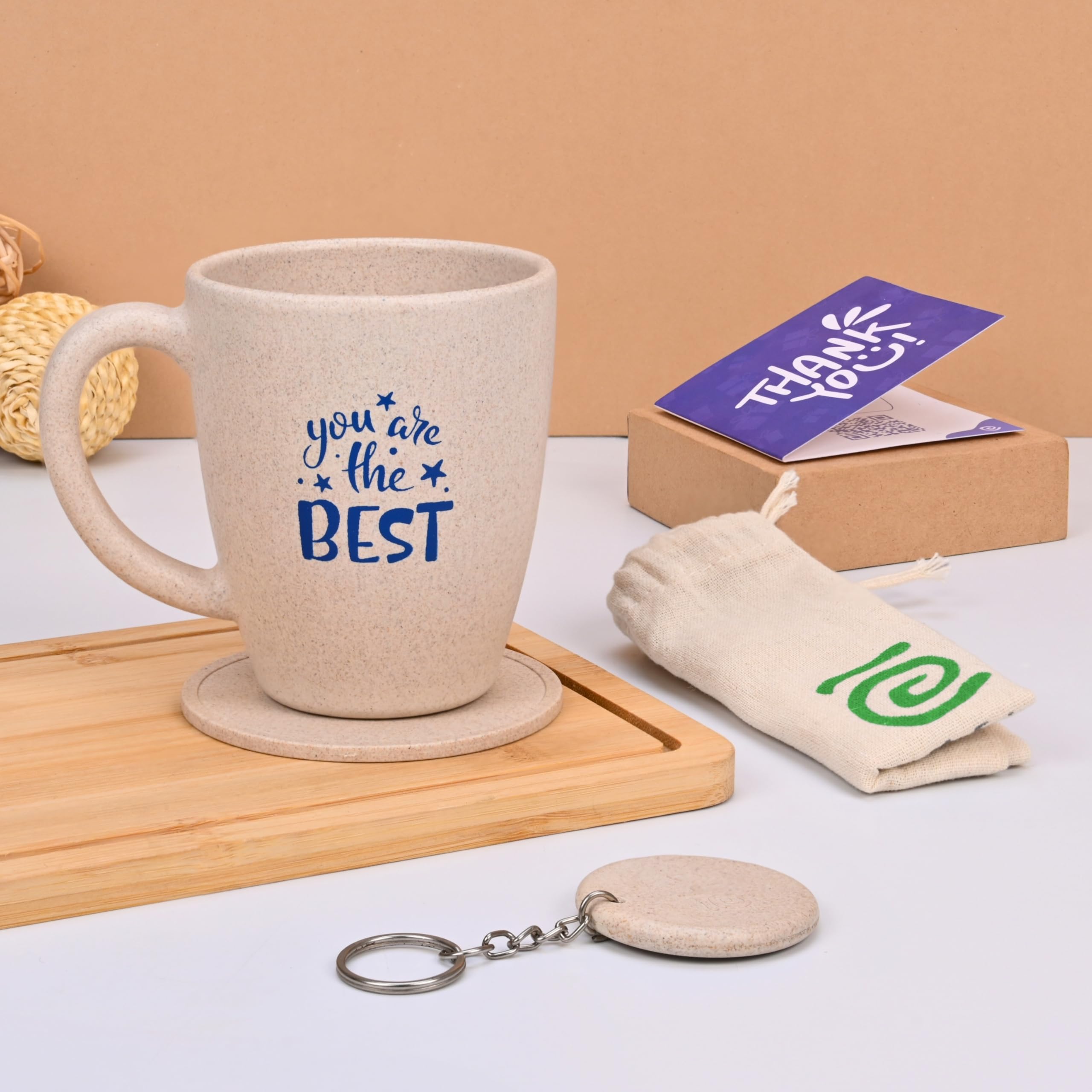 Eha Earth-Friendly Gifts for Anniversary Gift for Couple Special | Birthday Gift for Men |Mugs for Coffee for Wife | Set of 1 | 300 ml | Coffee Mug | Made with Rice Husk| Sand Castle