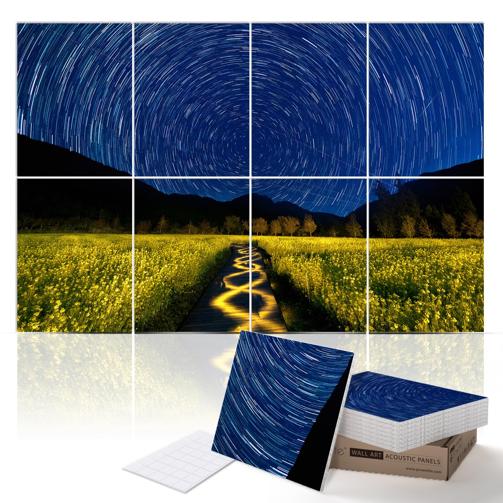 PINWELIFE® Wall Art Acoustic Panels, Sound Proof Absorbing Panels for Home/Office, Decorative Absorbing Dampening