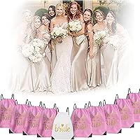 Vista 6 de Lady & Home - 10 bolsas con cordón para dama de honor, bolsa con cordón para despedida de soltera, regalo de despedida de soltera, color rosa