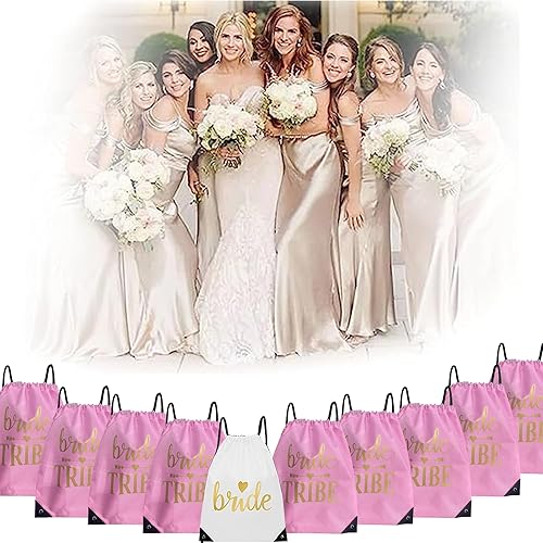 Miniatura 4 de Lady & Home - Bolsa de 10 piezas con cordón para dama de honor, bolsa con cordón para despedida de soltera, regalo