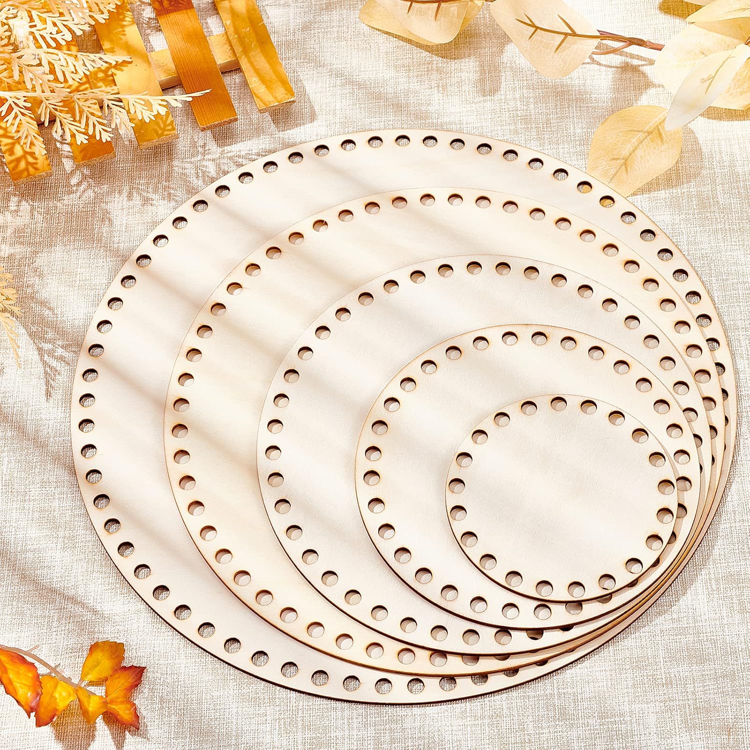PH PandaHall 5 Sizes Natural Wooden Basket Bottom - Image 3