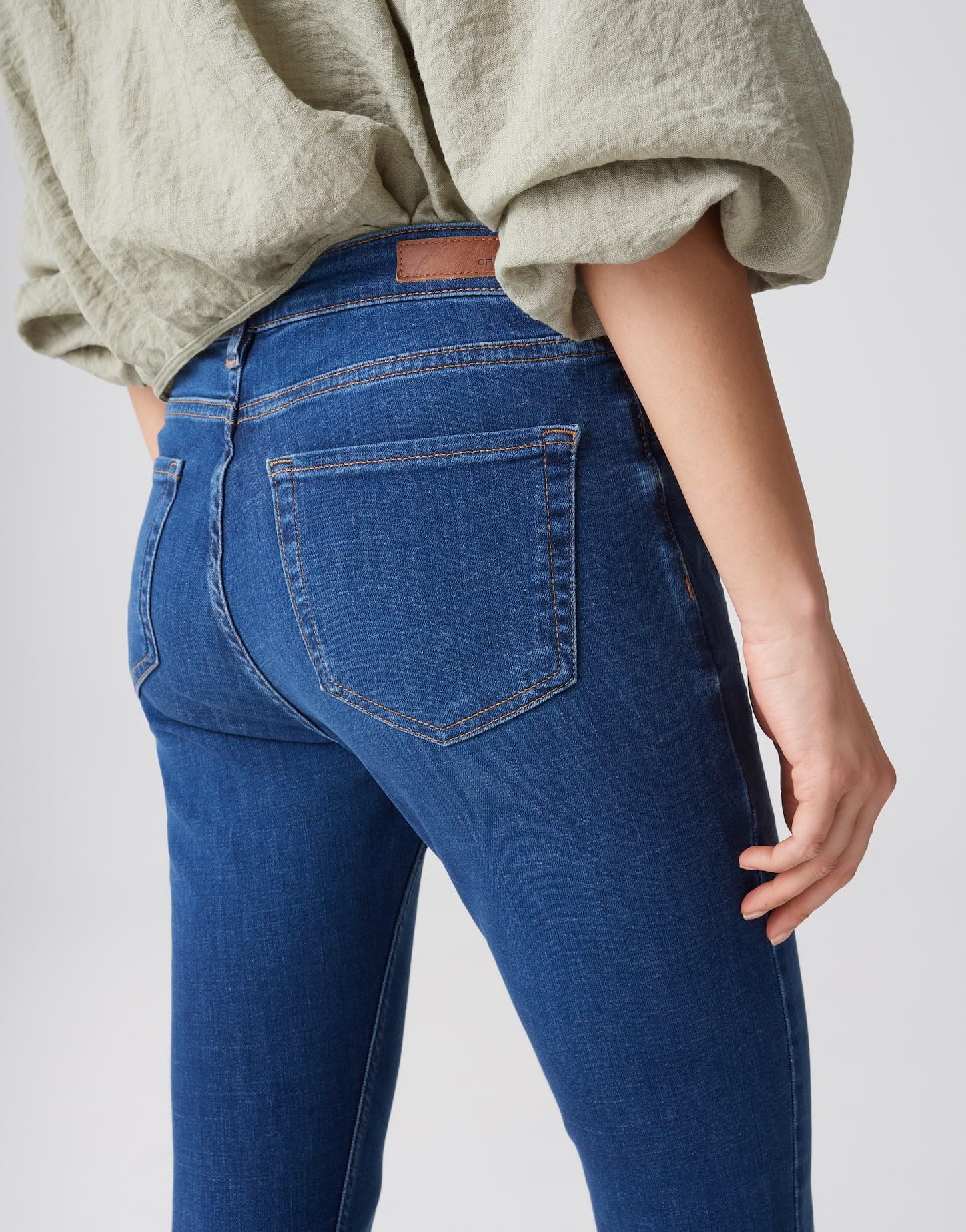 OPUS Damen Skinny | Skinny Jeans ELMA Strong Blue Low Rise aus stretchigem BCI Cotton Mix