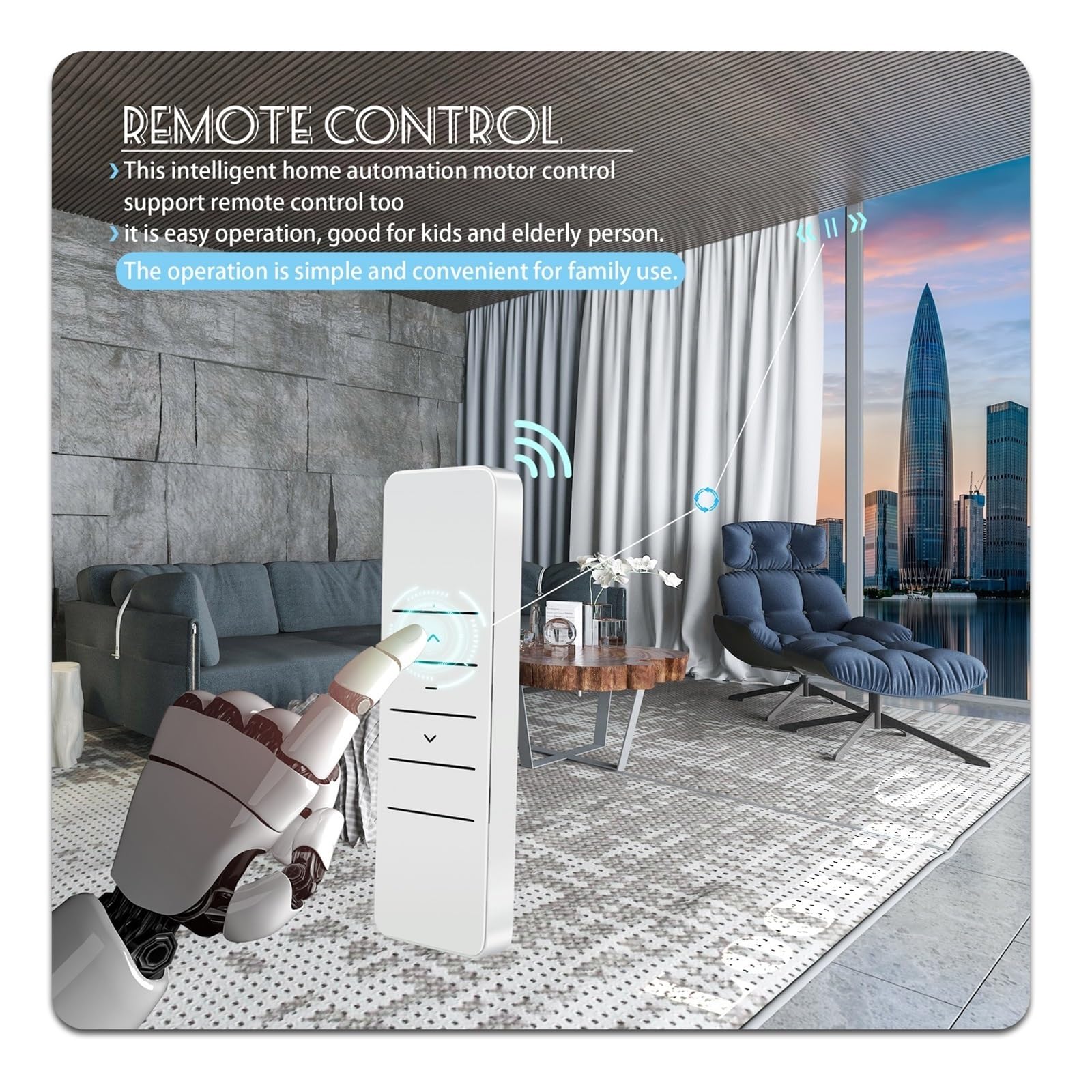 Pista Motorizada Más Corta Rod Inteligente del Sistema 1.3m M del Motor 3ro Elegante Eléctrico De La Cortina De WiFi(Motor Rail sheer3.2m)
