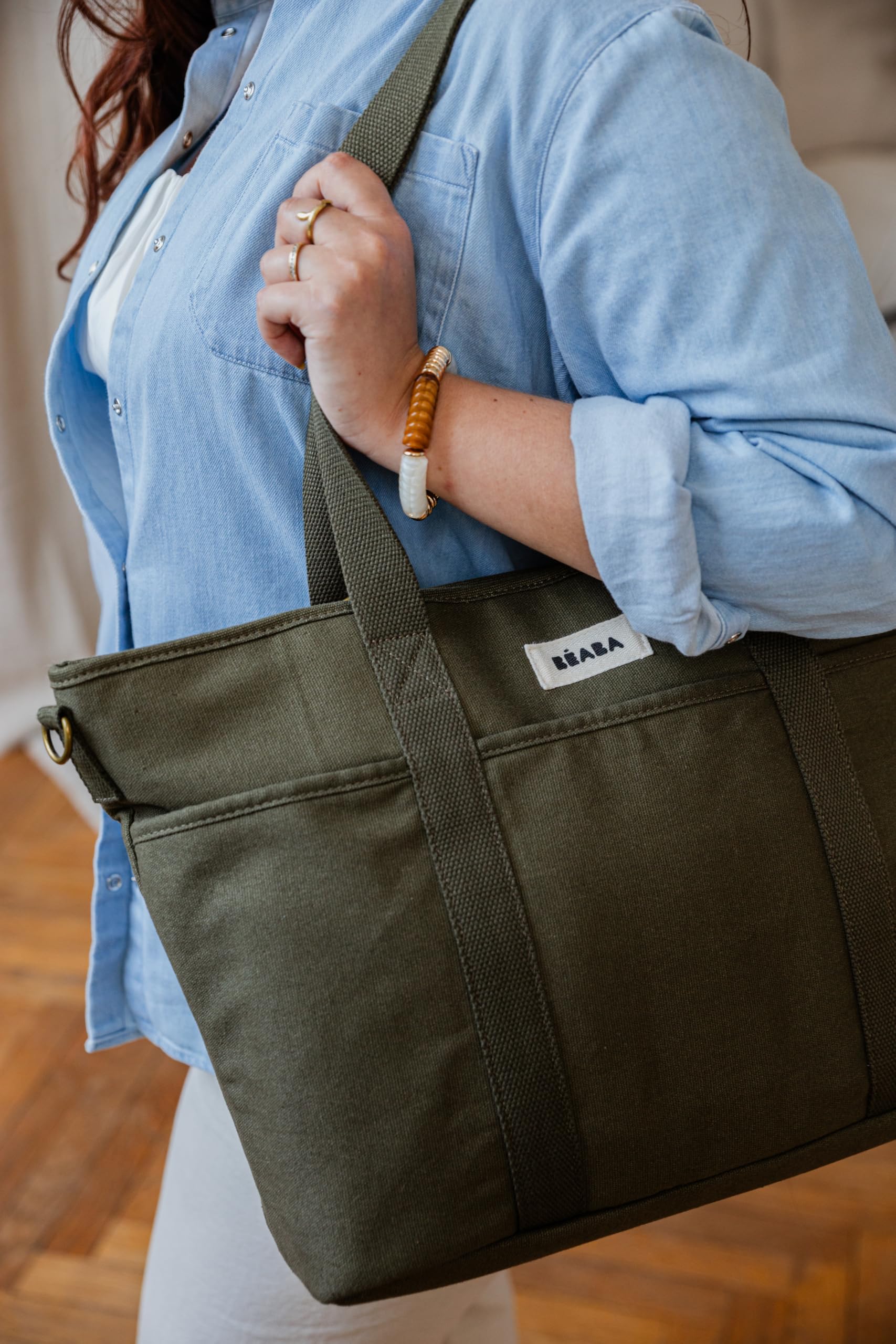 BÉABA Sac à Langer Madrid Modulable 22L Tote Bag Grande Capacité avec 11 Poches et Tapis Matelassé
