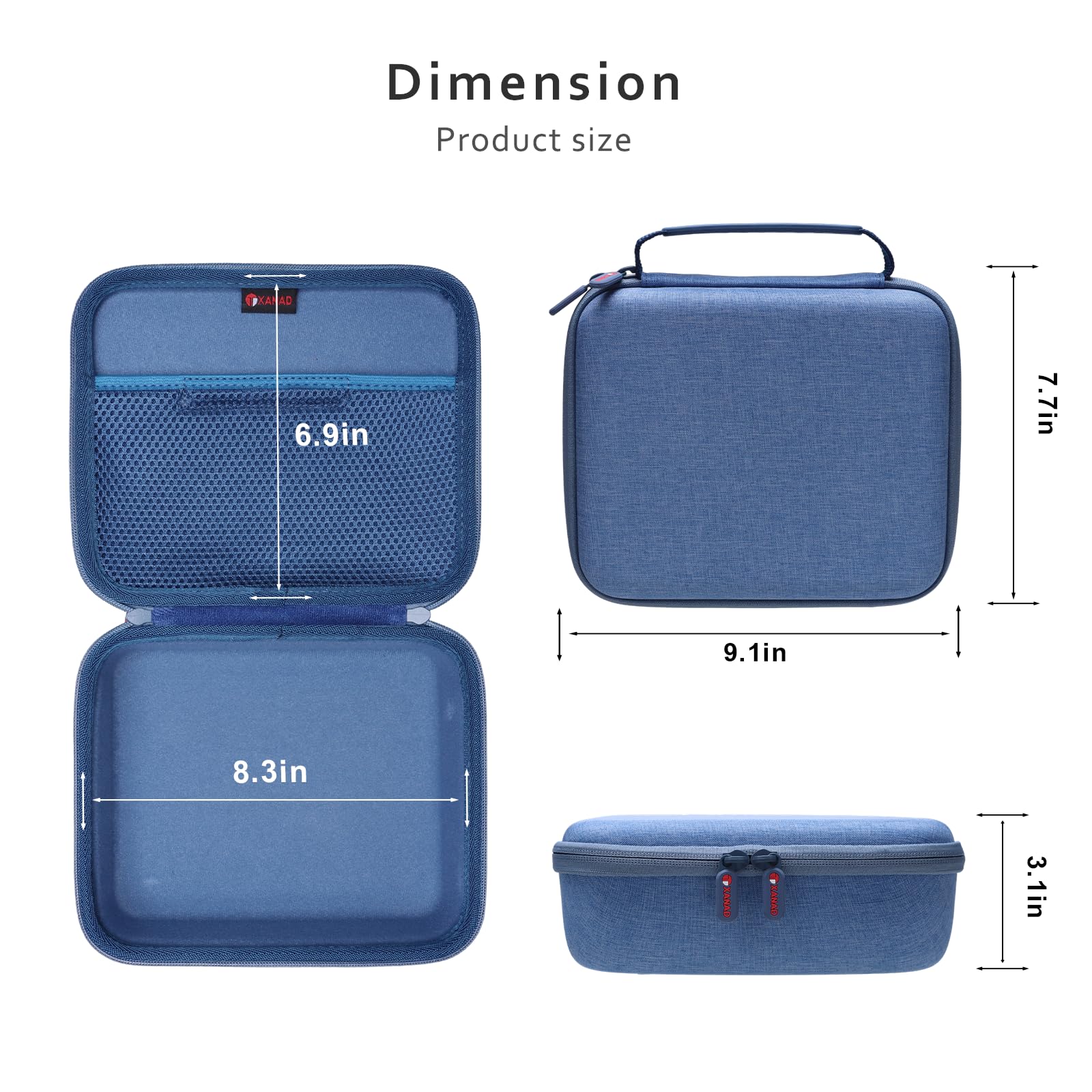 XANAD Funda para pistola de masaje compatible con pistola de masaje de percusión de mano TheraGun, cuello, espalda, pierna/hombro, azul interior: 21 x 17,5 x 6 cm