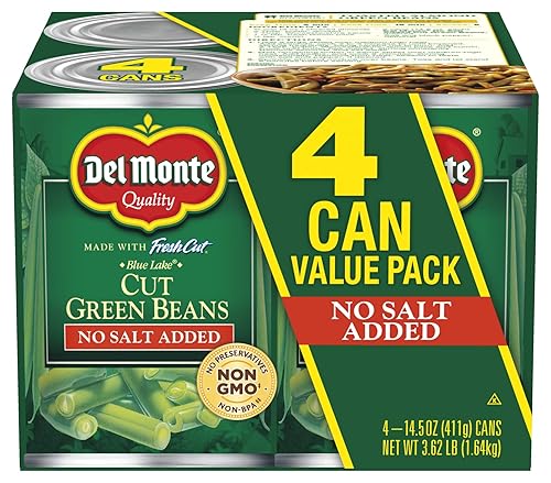Del Monte Cut Blue Lake Green Beans With No Added Salt 4-14.5 Oz. Can, 14.5 Oz (Pack Of 4) disponible en Yaxa Peru