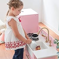 Vista 6 de Teamson Kids Little Chef Charlotte - Cocina de Juguete Modular de Madera de 2 Piezas con Heladera y Amplio Espacio de Almacenamiento, Rosa