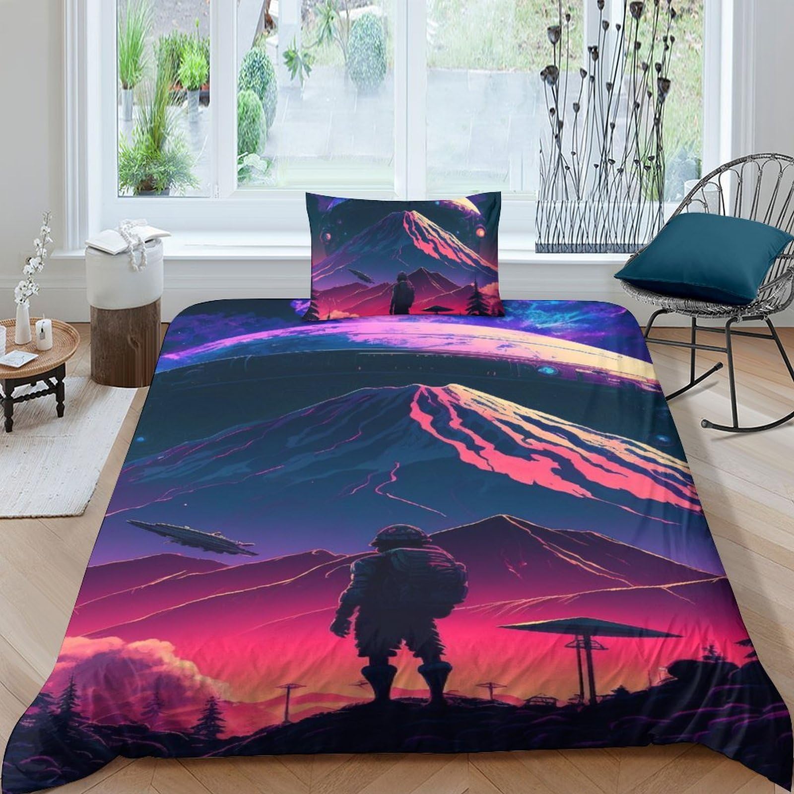 Housse de couette parure de lit microfibre anti-glissement avec fermeture éclair pour lit simple