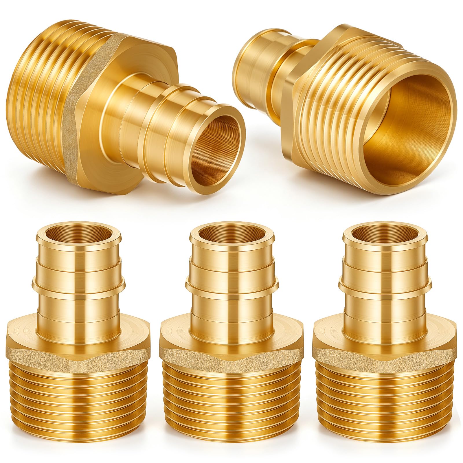 5 Pack 3/4" x 1" MNPT Male Adapter Brass PEX A Expansion Fitting