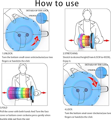 Miniatura 5 de ALEVMOOM Taburete telescópico portátil con cojín, taburete retráctil, capacidad más resistente, 440 libras, taburetes plegables plegables ajustables