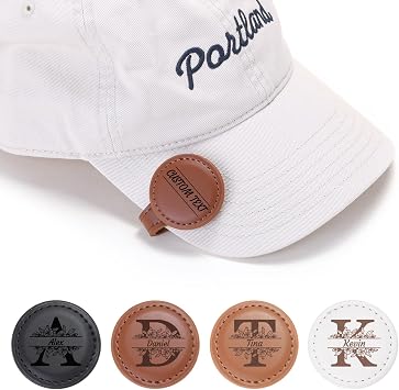 Personalized Golf Ball Marker A-Z, Name Initials Custom Golf Ball Marker Premium Leather Golf Accessories Gift for Dad Men Husband Golfers