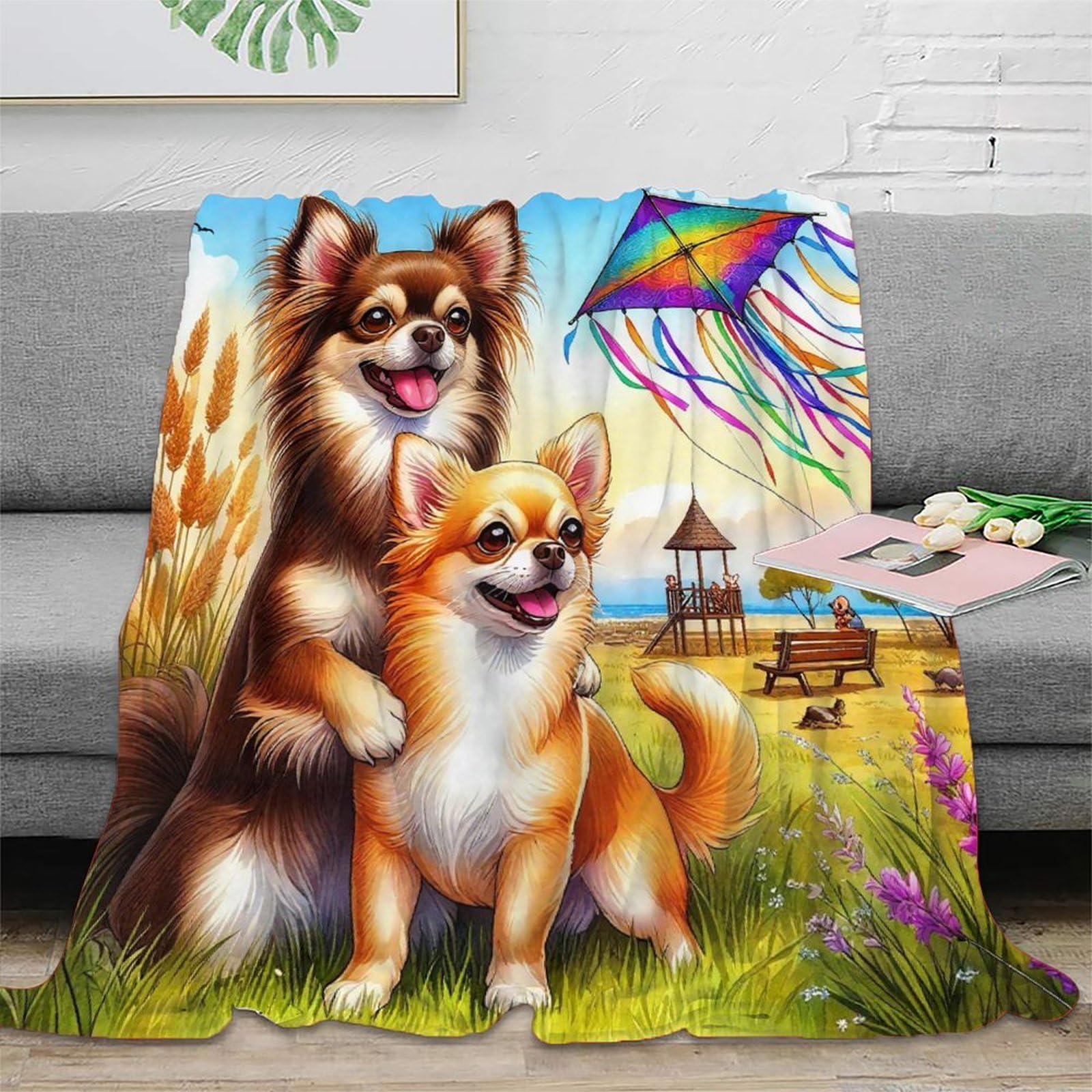 Couverture de canapé chien mignon en microfibre pour vos soirées cocooning