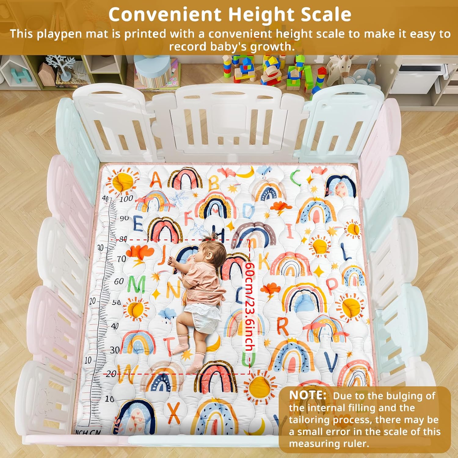 Baby Gyms Playmats for Playpen, 50"×50" Boho Rainbow Play Mat for Playpen Playyards Thicken Soft Padding Foam Playmats for Babies Toddlers Infants Baby Crawling Mat Pad Tummy Time