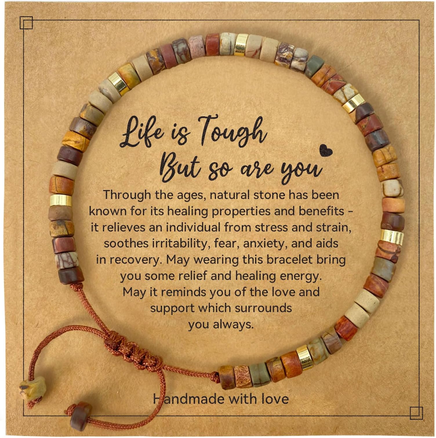 - Inspirational Gifts Healing Natural Stone Bracelets - Thinking of You, Get Well Soon Encouragement Gifts Strength Bracelets for Women Friends Sister, Christmas Stocking Stuffers Thanksgiving Basket